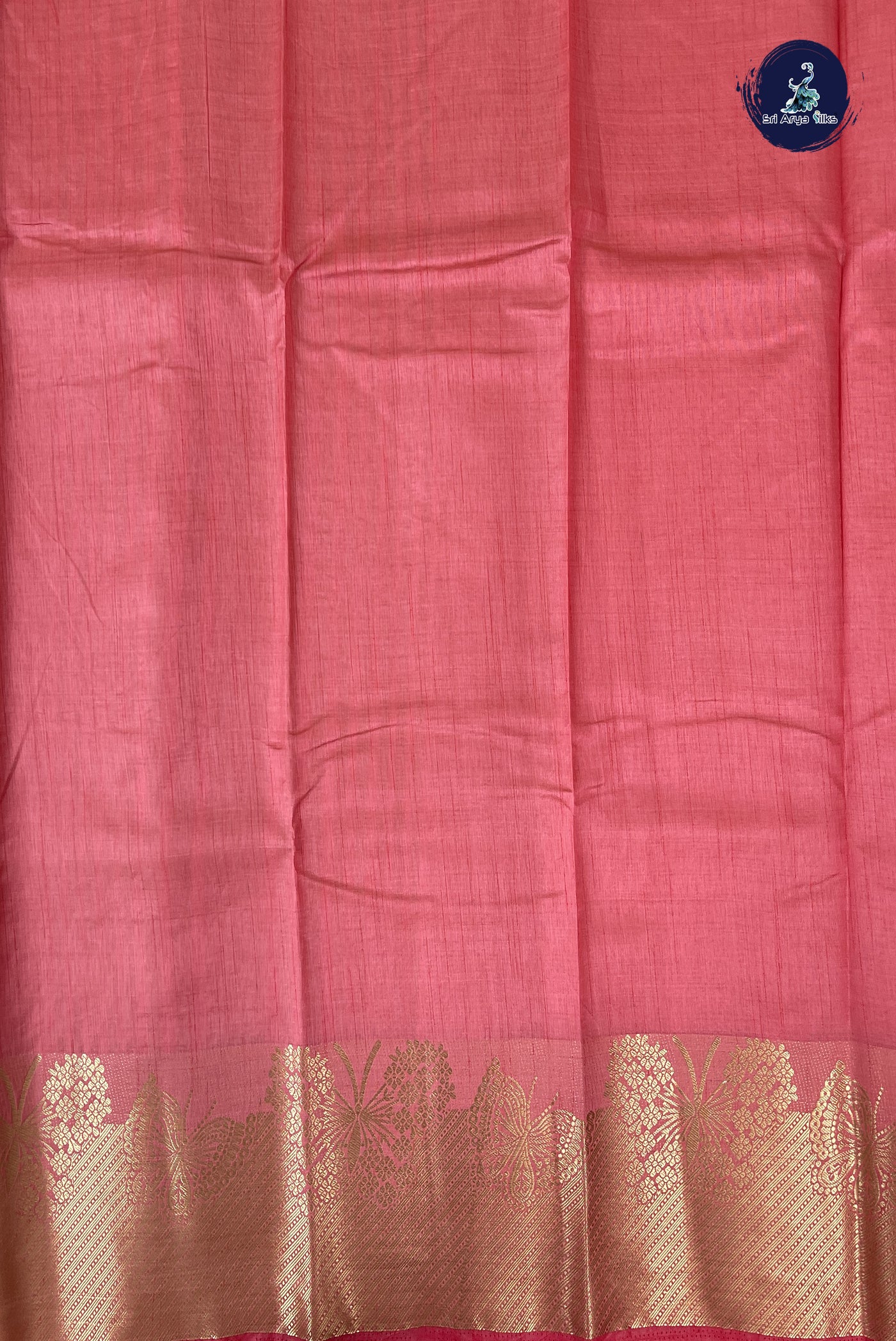 Pink Semi Tussar Saree With Plain Pattern