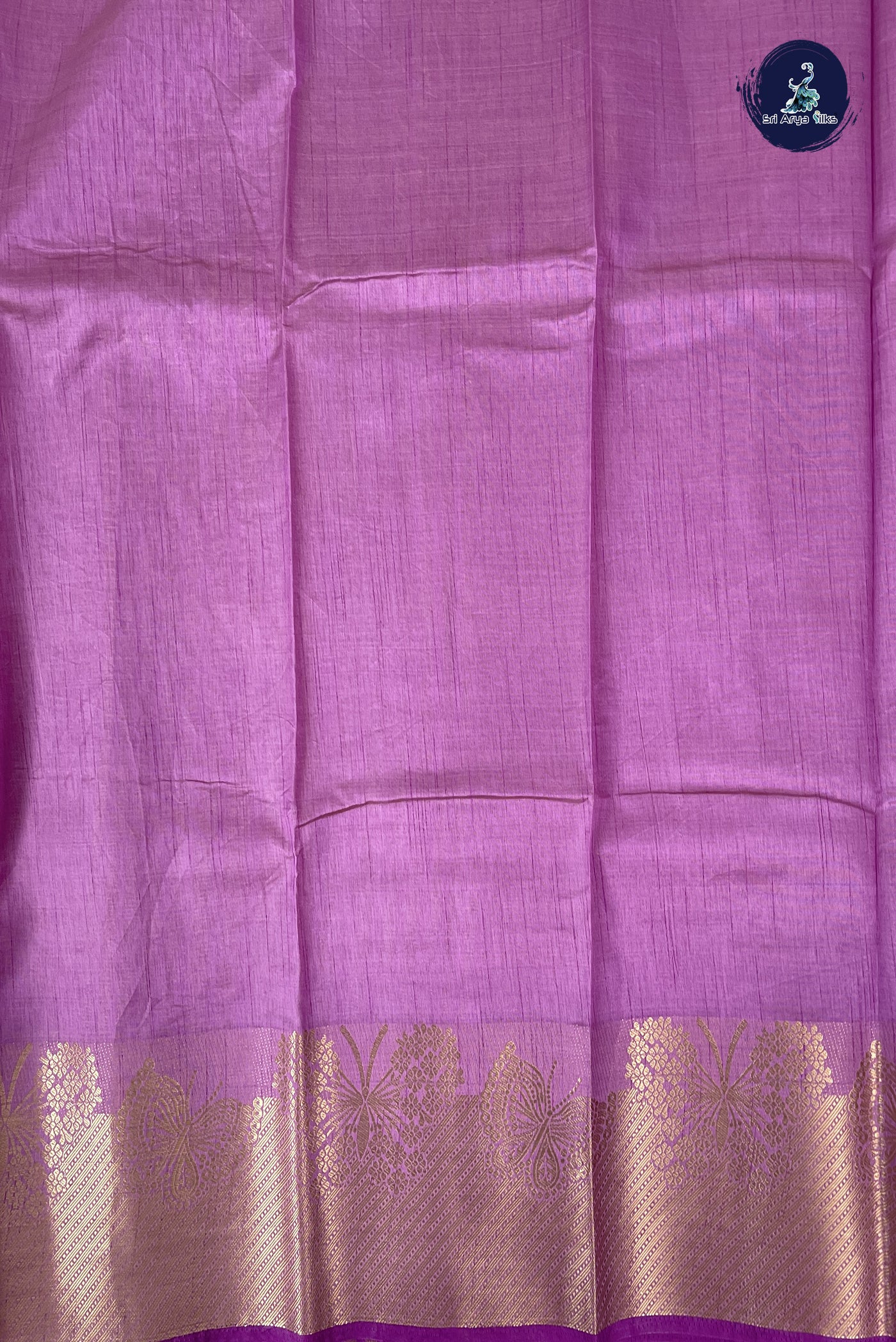 Lavender Semi Tussar Saree With Plain Pattern