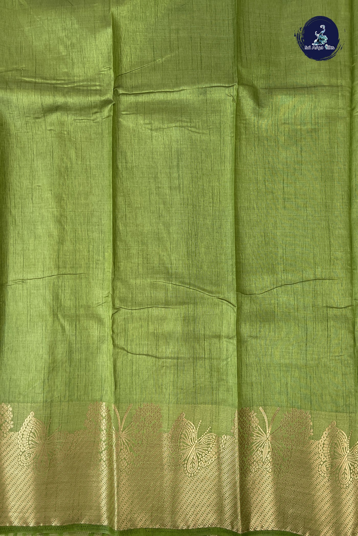 Light Green Semi Tussar Saree With Plain Pattern