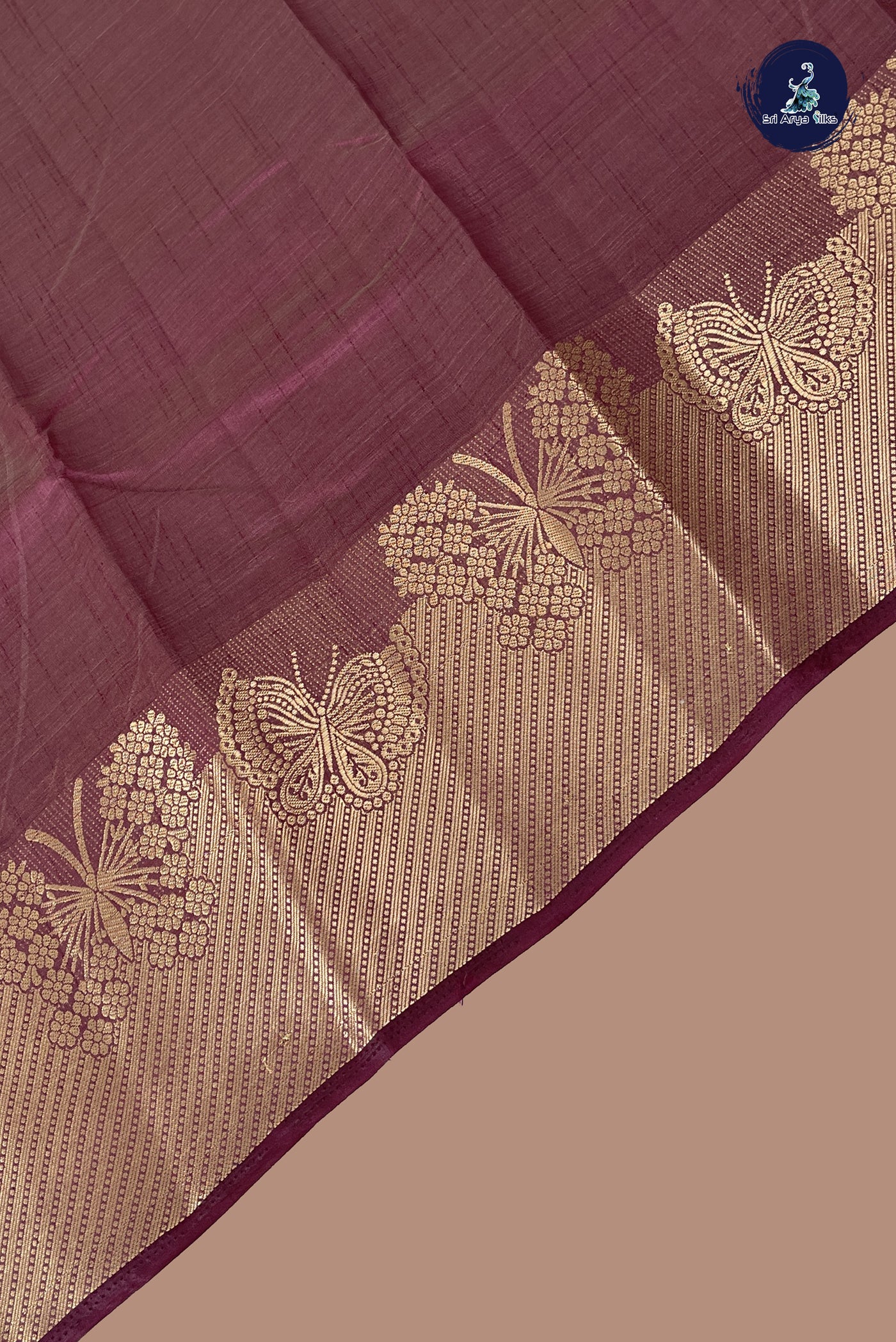 Burgundy Semi Tussar Saree With Plain Pattern