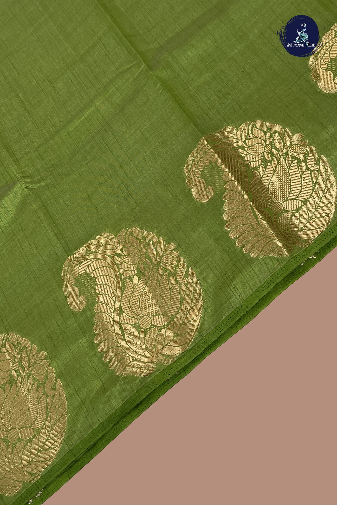 Light Green Semi Tussar Saree With Plain Pattern