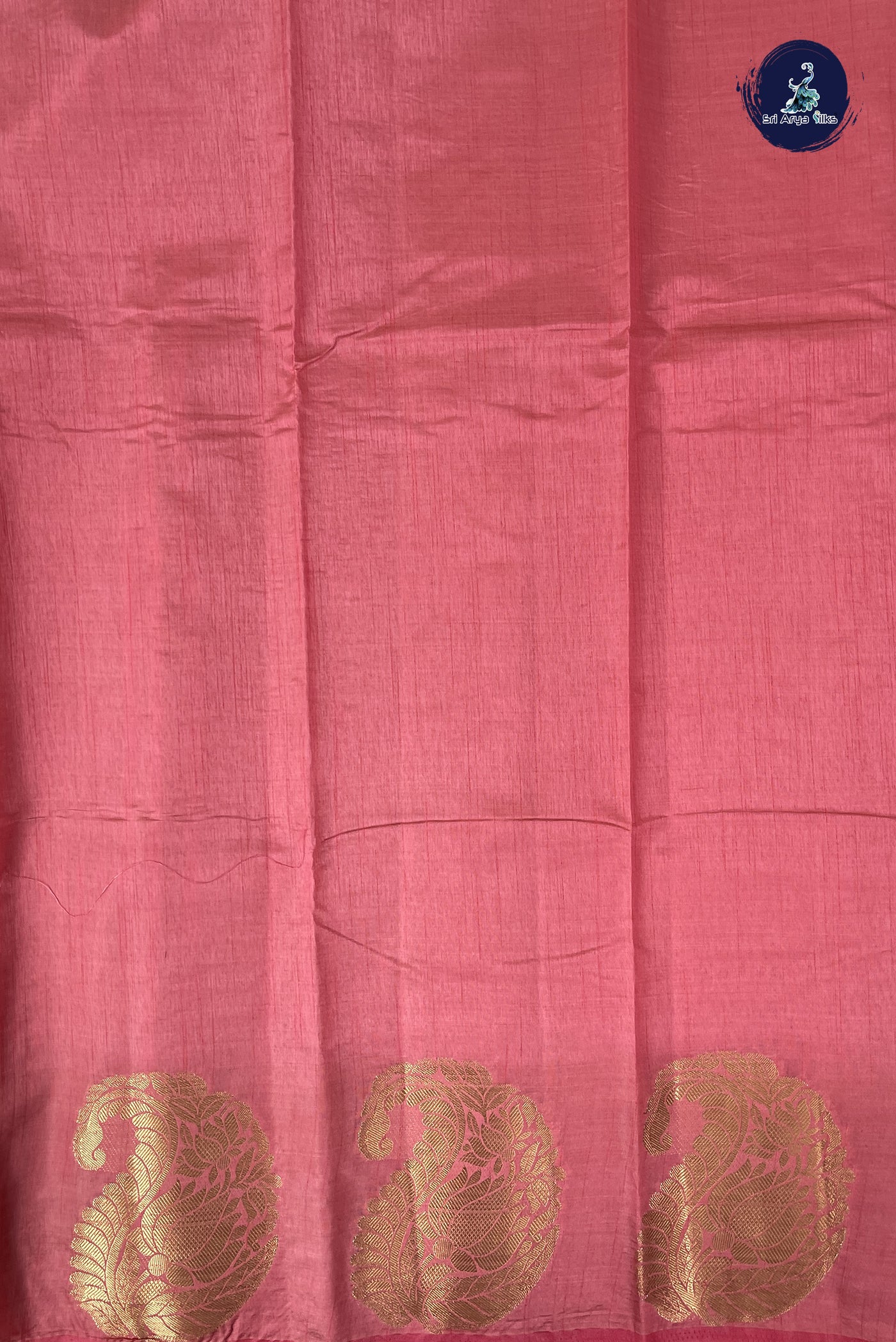 Light Pink Semi Tussar Saree With Plain Pattern