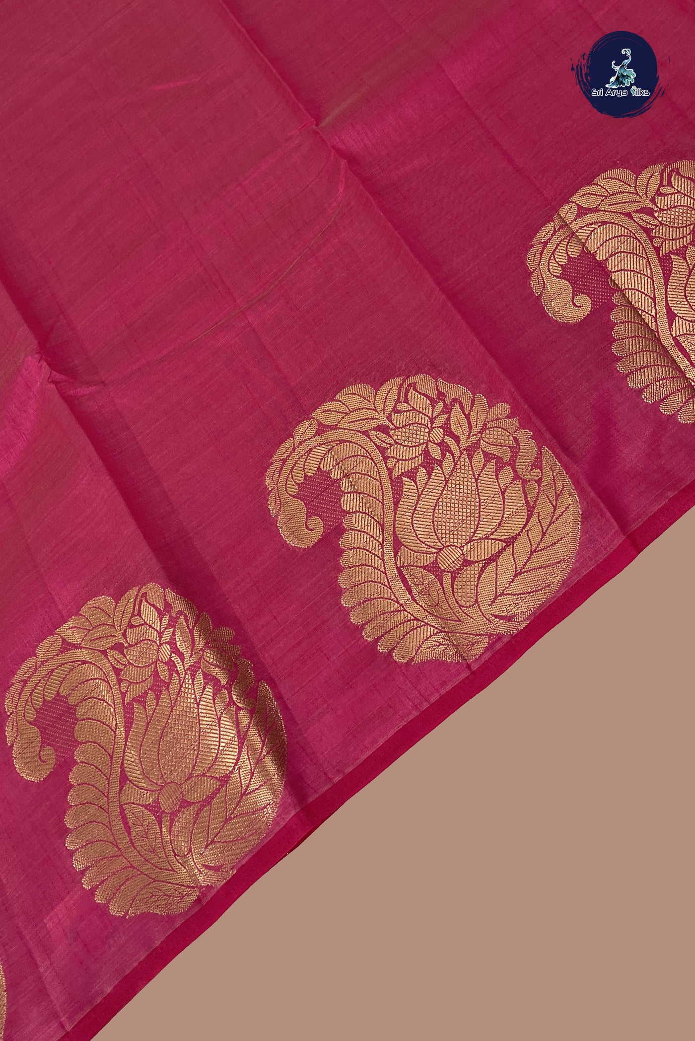 Rani Pink Semi Tussar Saree With Plain Pattern