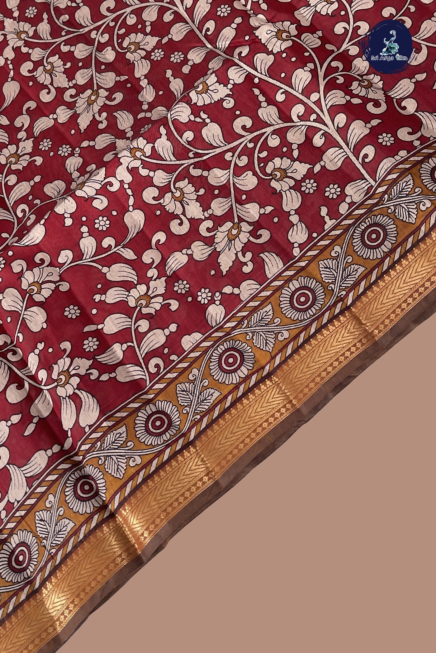 Maroon Chanderi Silk Cotton Saree With Printed Pattern