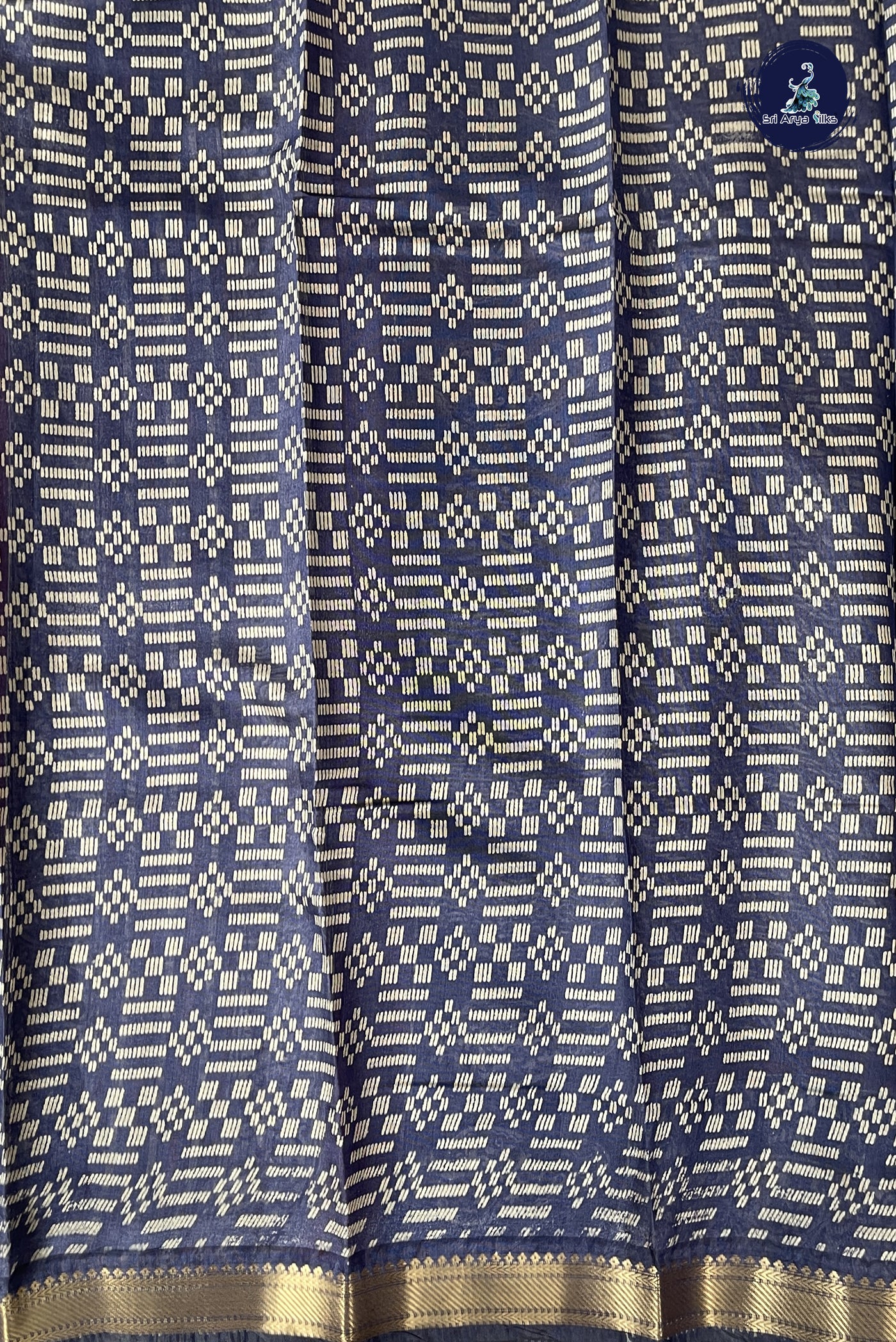 Brown Chanderi Silk Cotton Saree With Printed Pattern