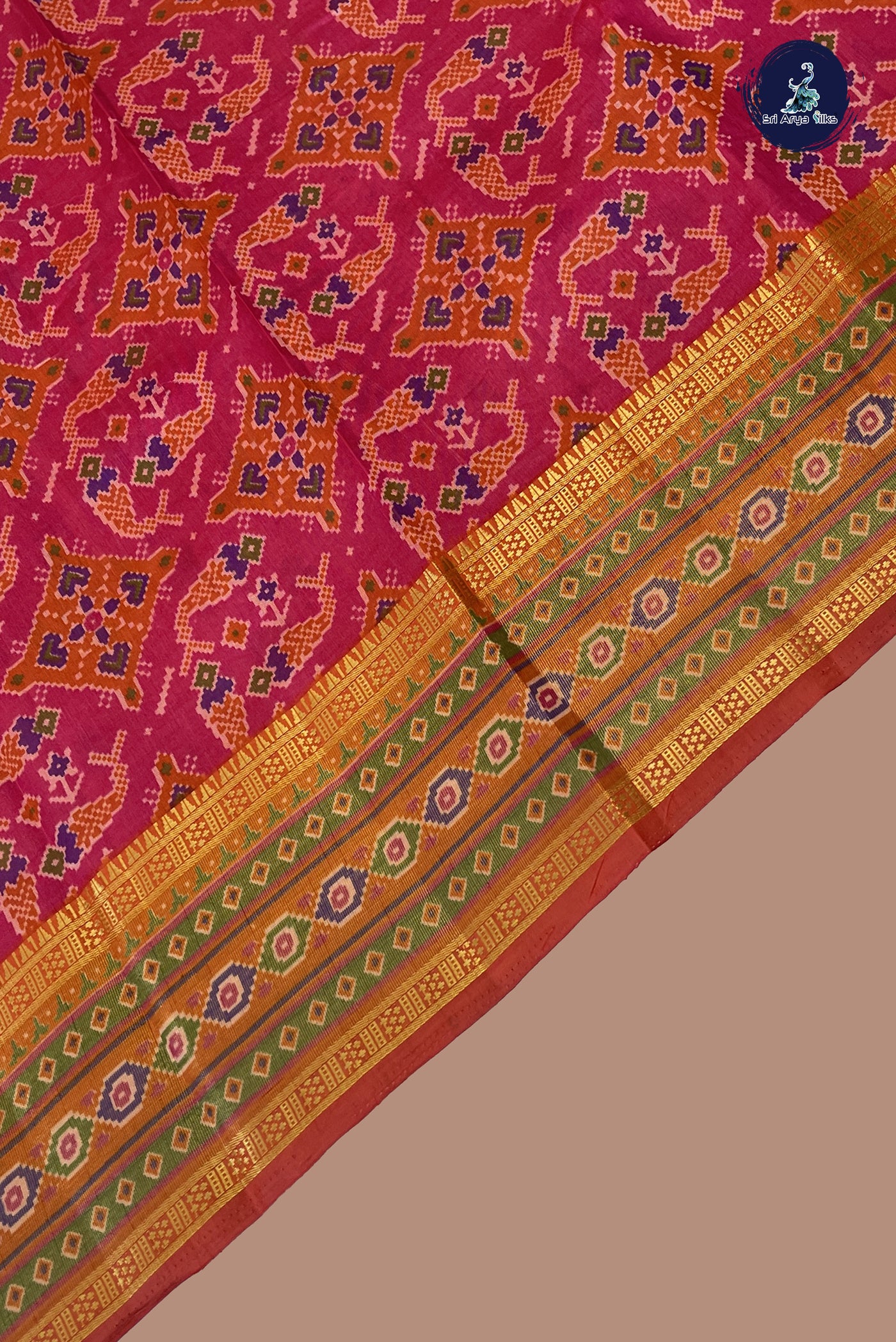 Pink Semi Pattola Saree With Patola Pattern