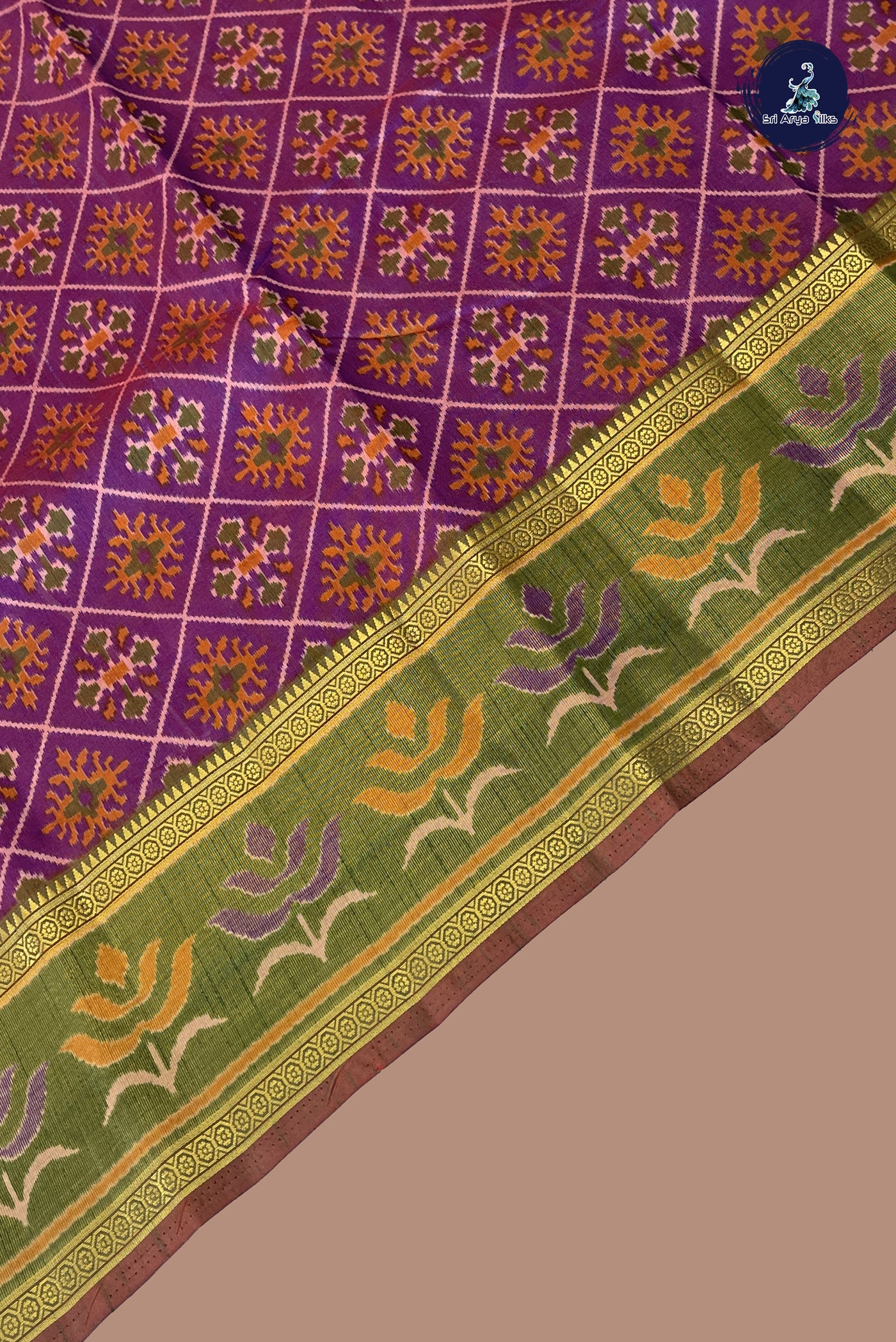Dual Tone Purple Semi Pattola Saree With Patola Pattern