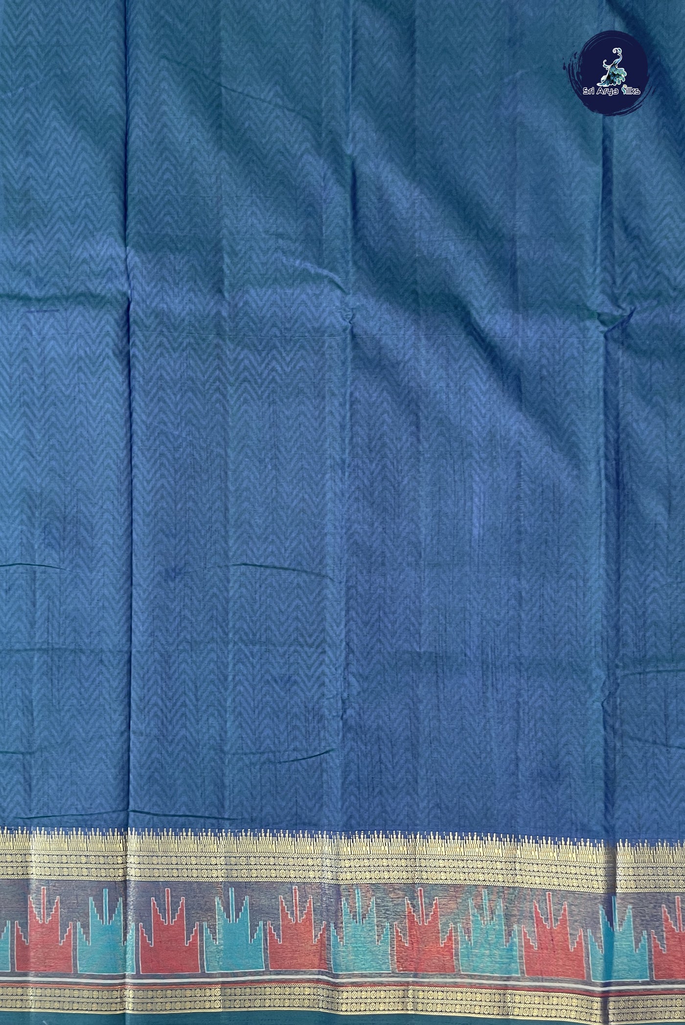 Teal Semi Pattola Saree With Patola Pattern