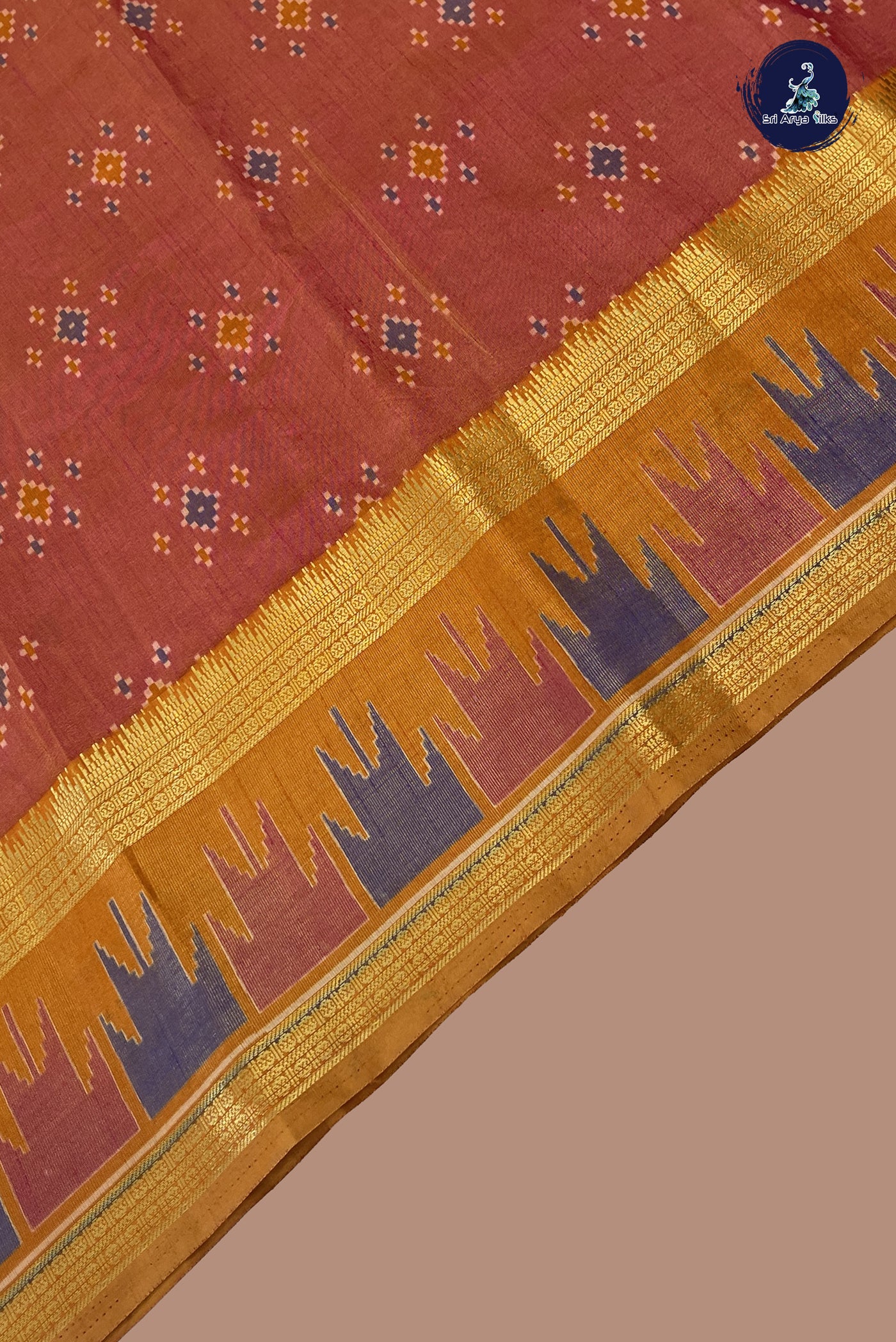 Dual Tone Pink Semi Pattola Saree With Patola Pattern
