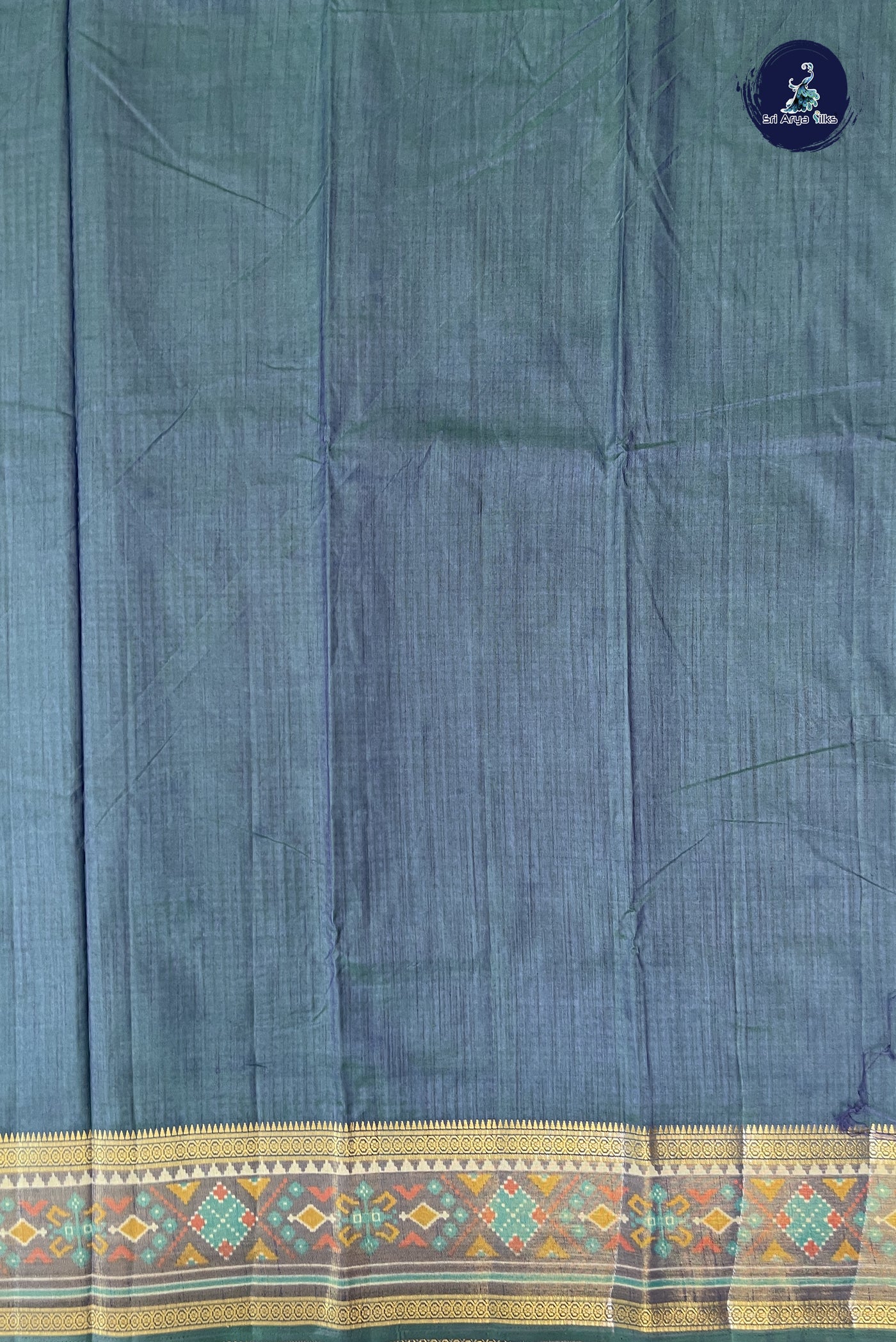 Teal Semi Pattola Saree With Patola Pattern