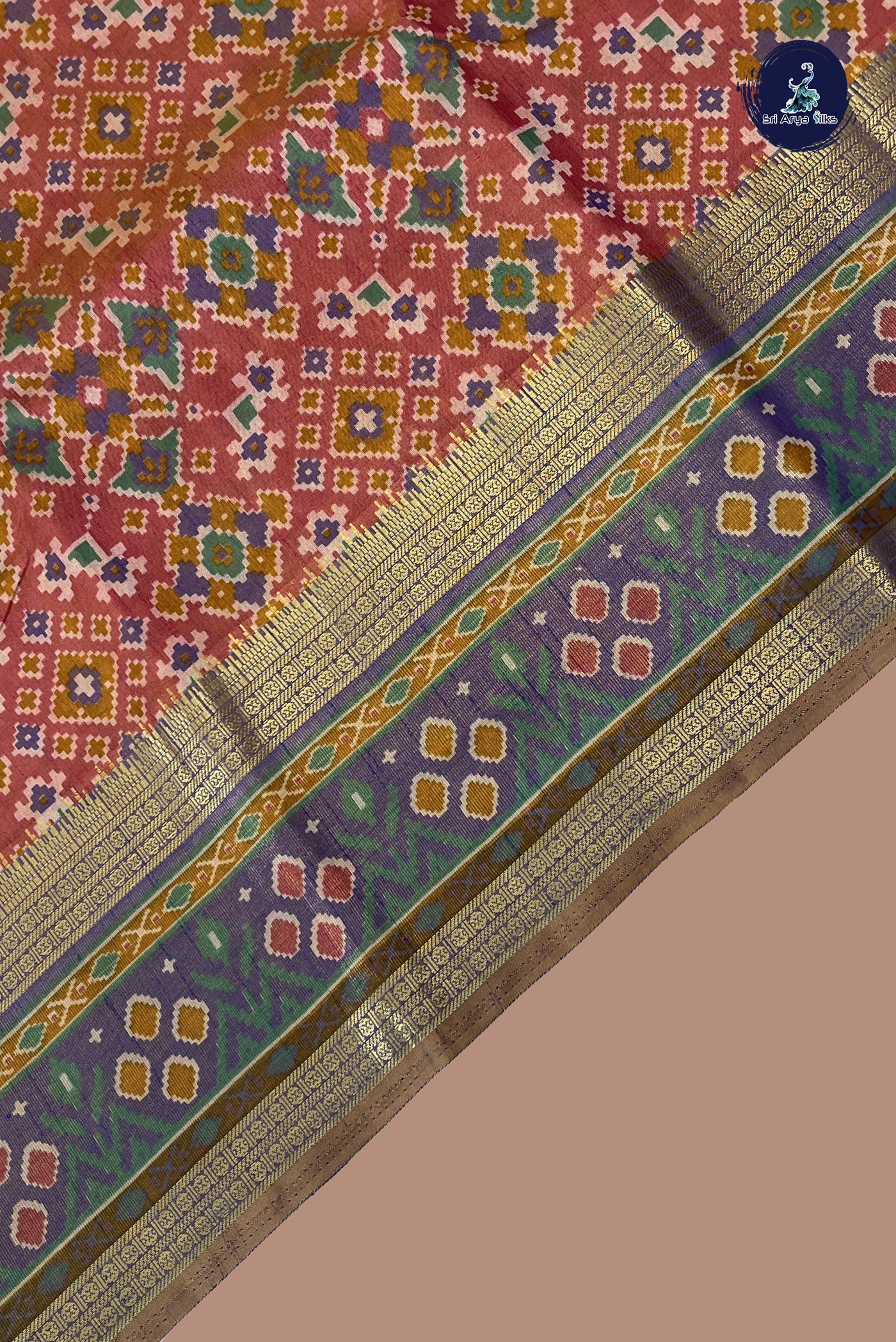 Dual Tone Pink Semi Pattola Saree With Patola Pattern