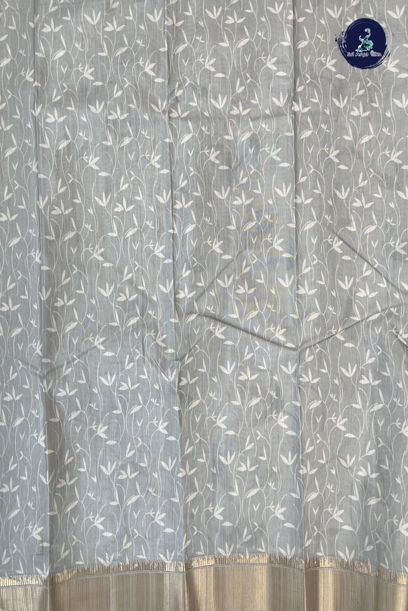 Ivory Linen Saree With Printed Pattern