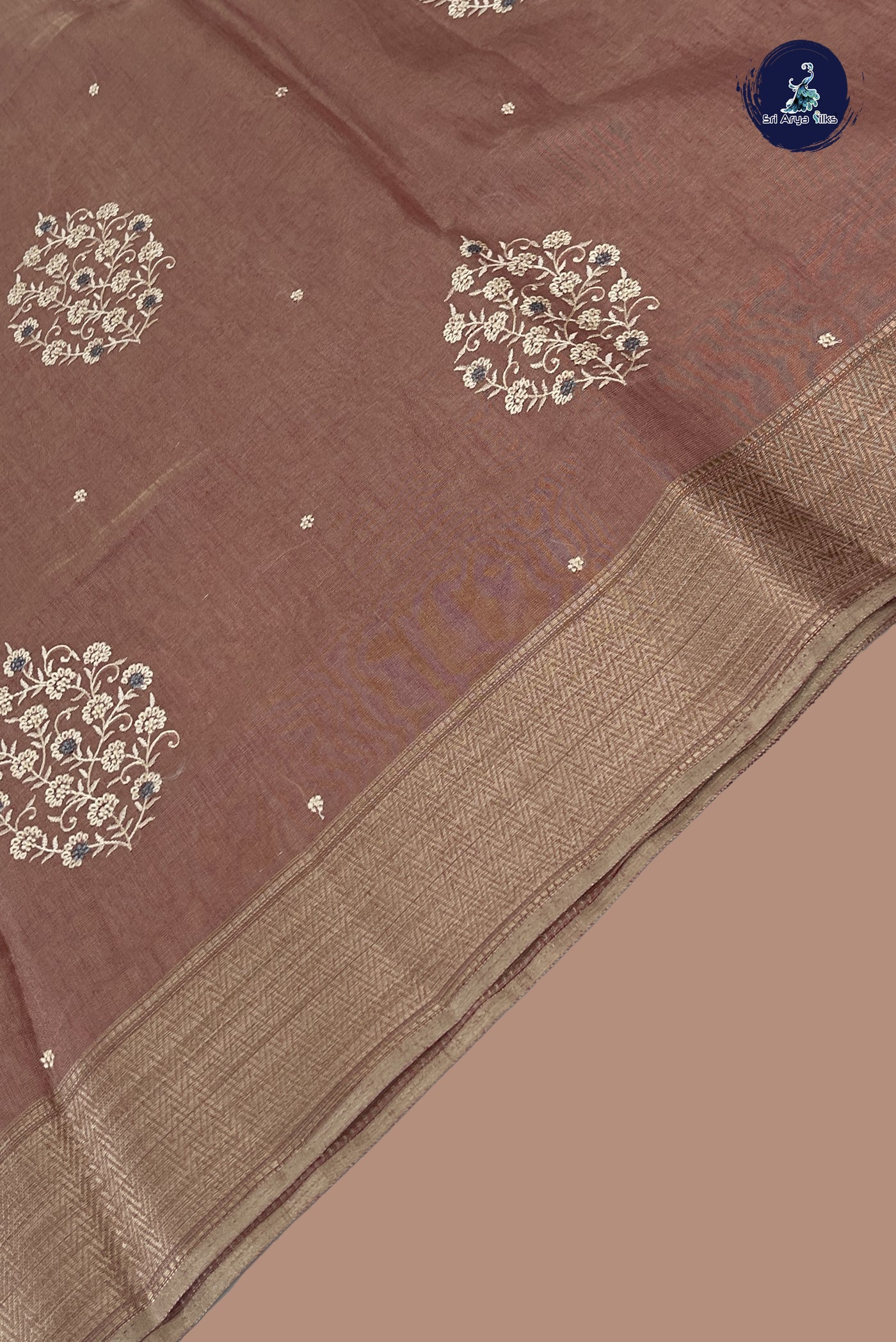 Dual Tone Pink Linen Saree With Embroidery Pattern
