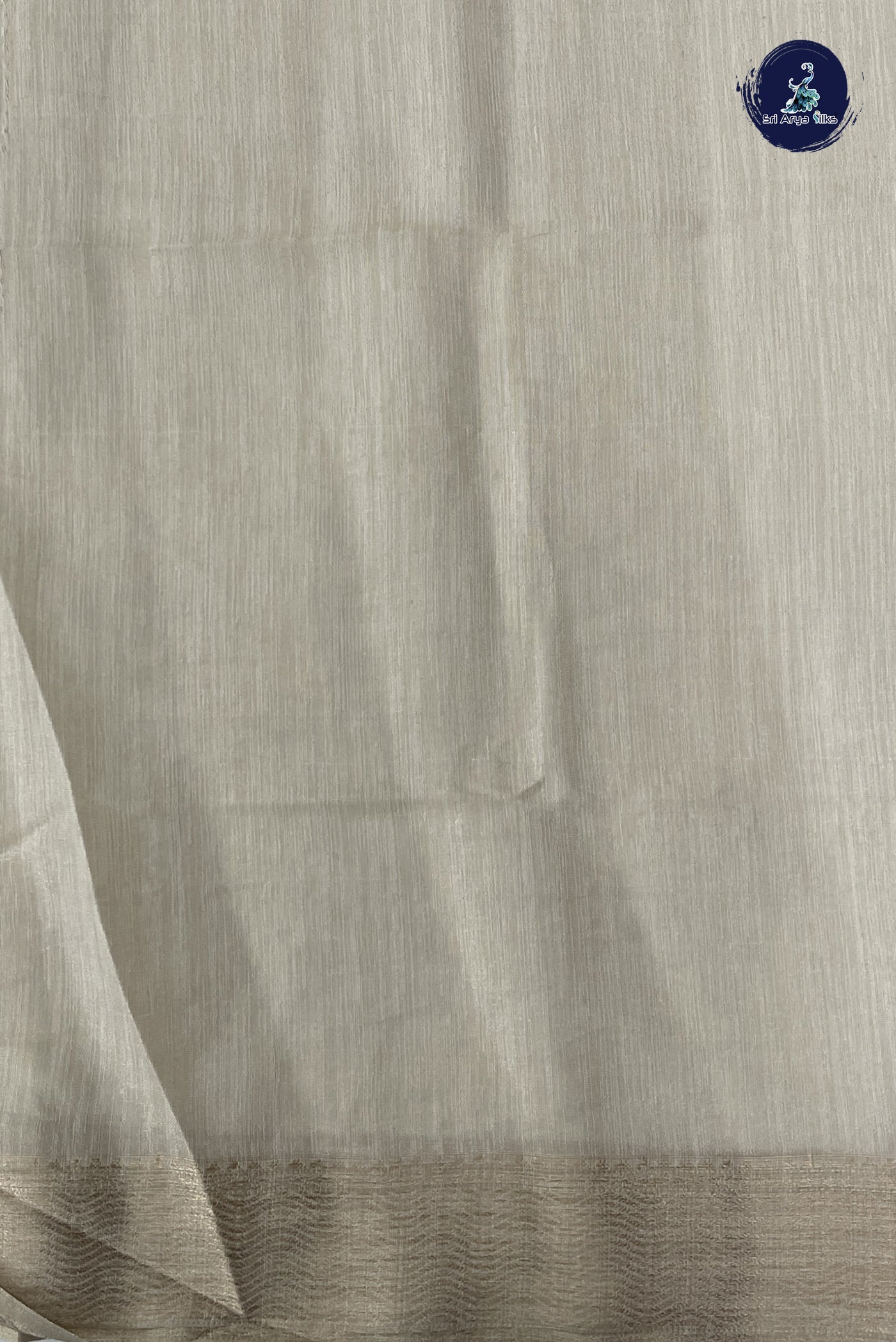 Beige Linen Saree With Embroidery Pattern