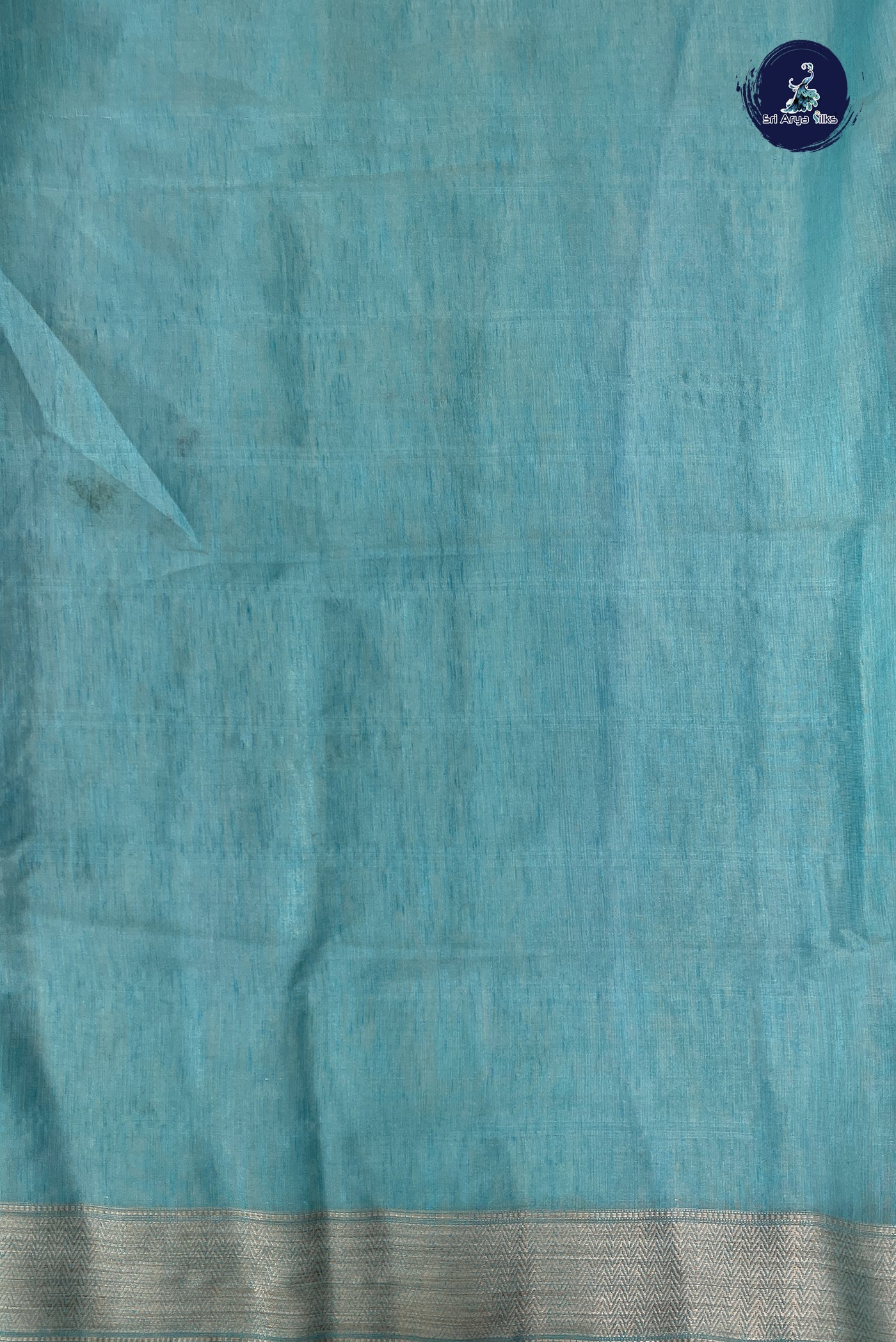 Blue Linen Saree With Embroidery Pattern