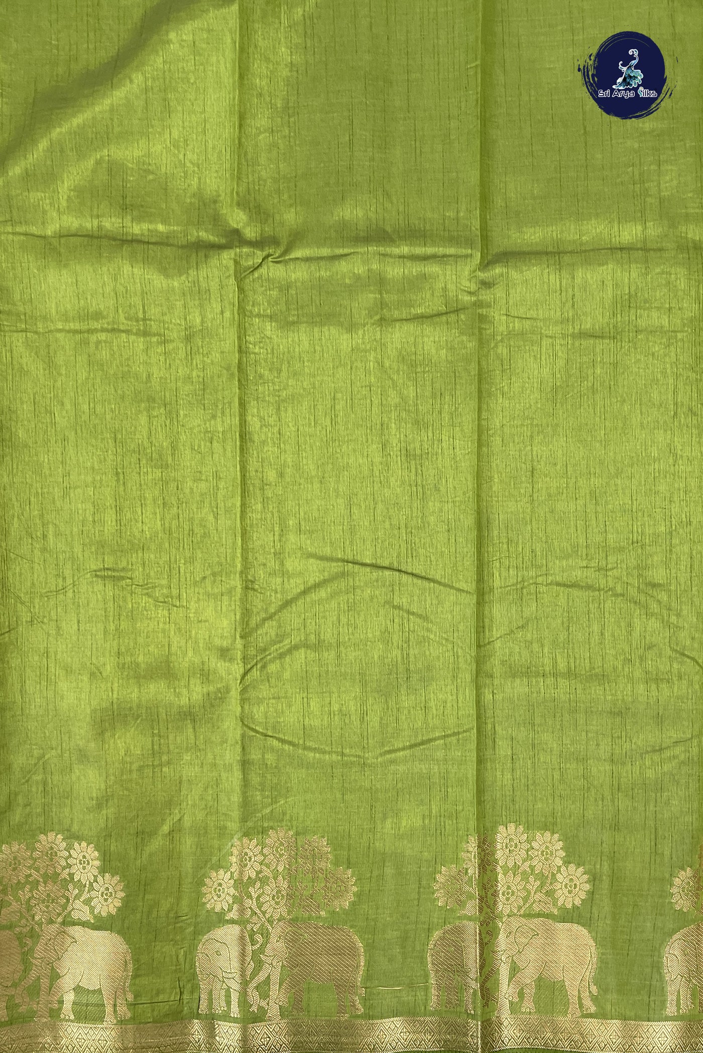 Light Green Semi Tussar Saree With Plain Pattern