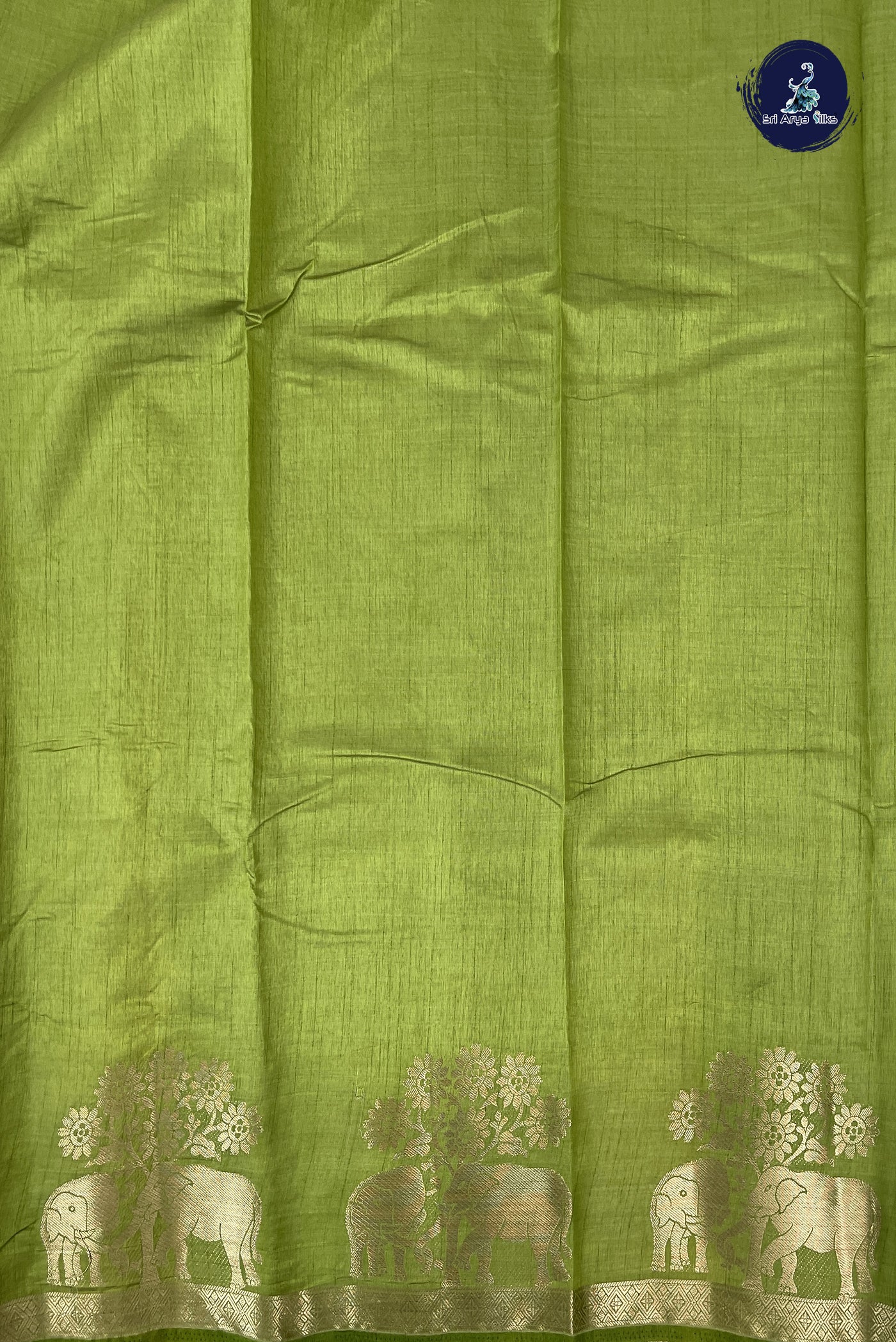 Light Green Semi Tussar Saree With Plain Pattern