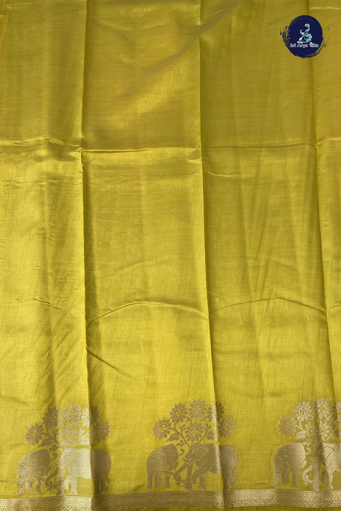Yellow Semi Tussar Saree With Plain Pattern