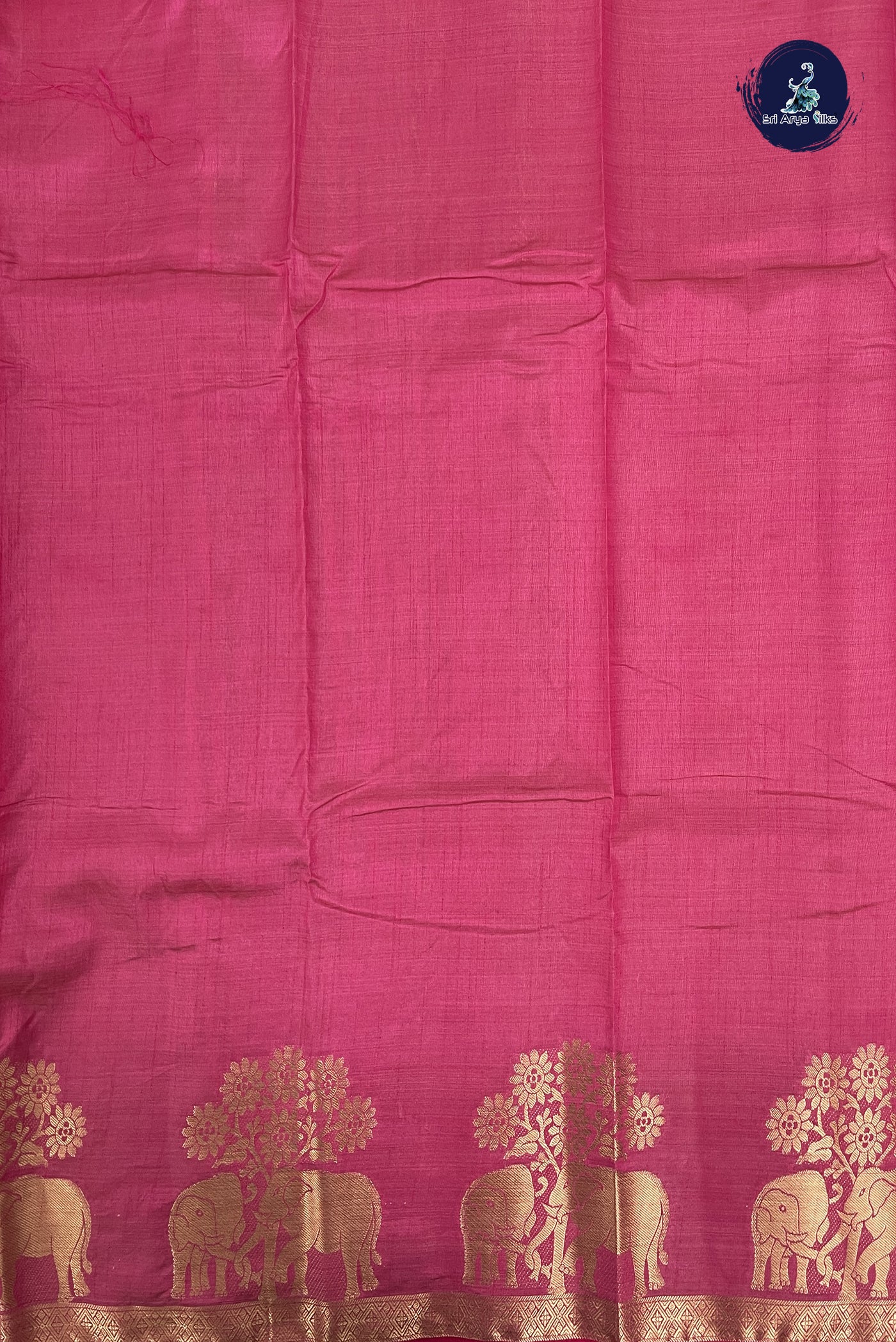 Pink Semi Tussar Saree With Plain Pattern