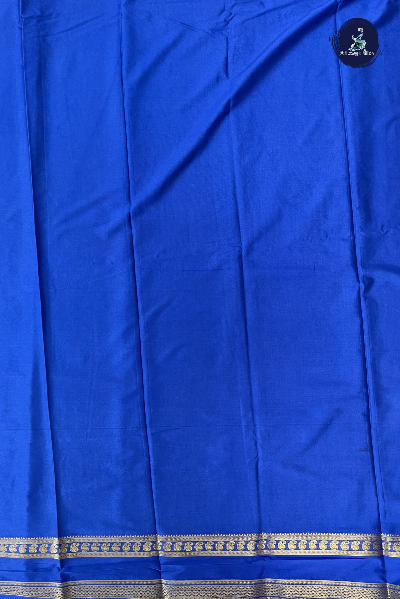 Teal Semi Mysore Silk With Plain Pattern