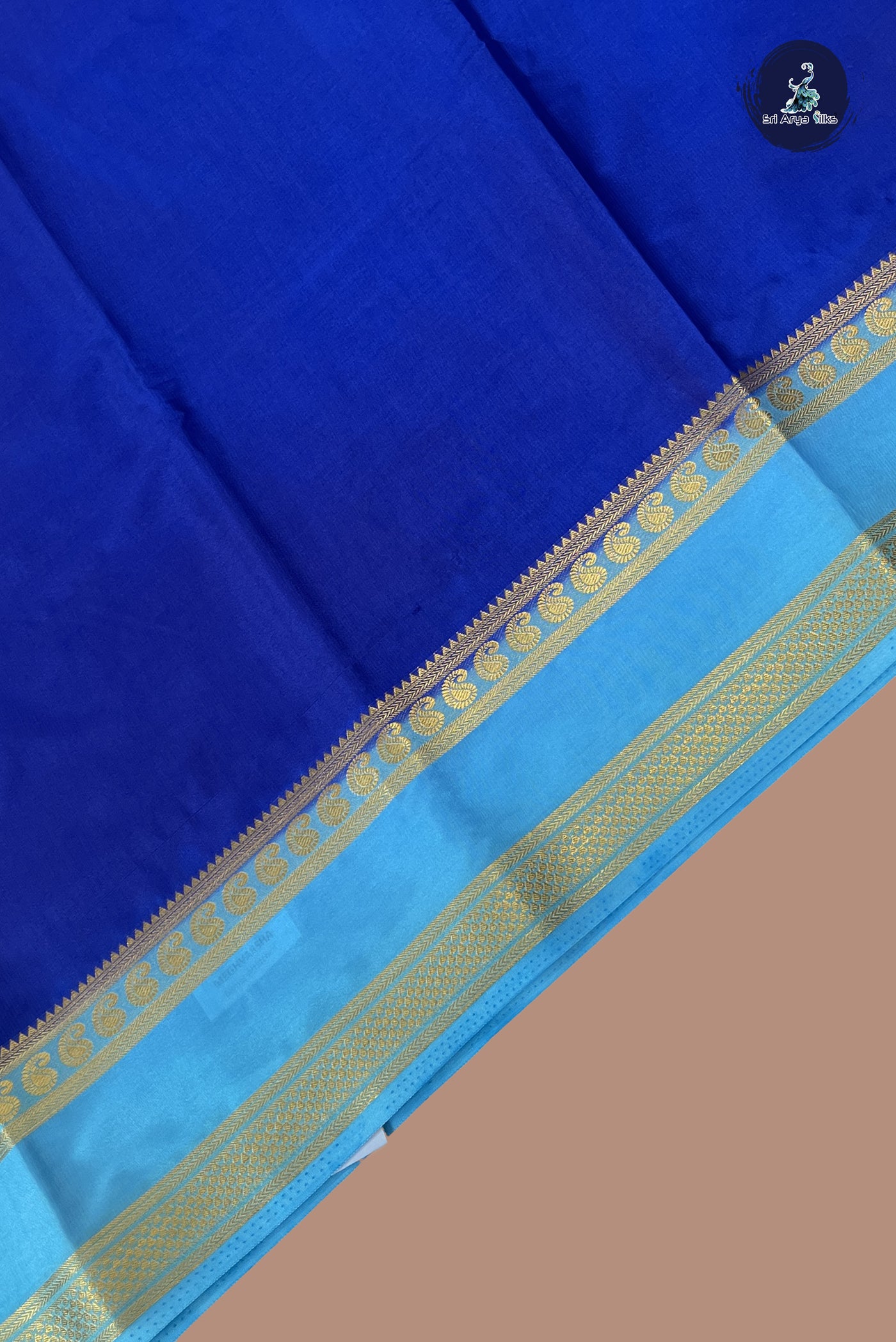 Dark Blue Semi Mysore Silk With Plain Pattern