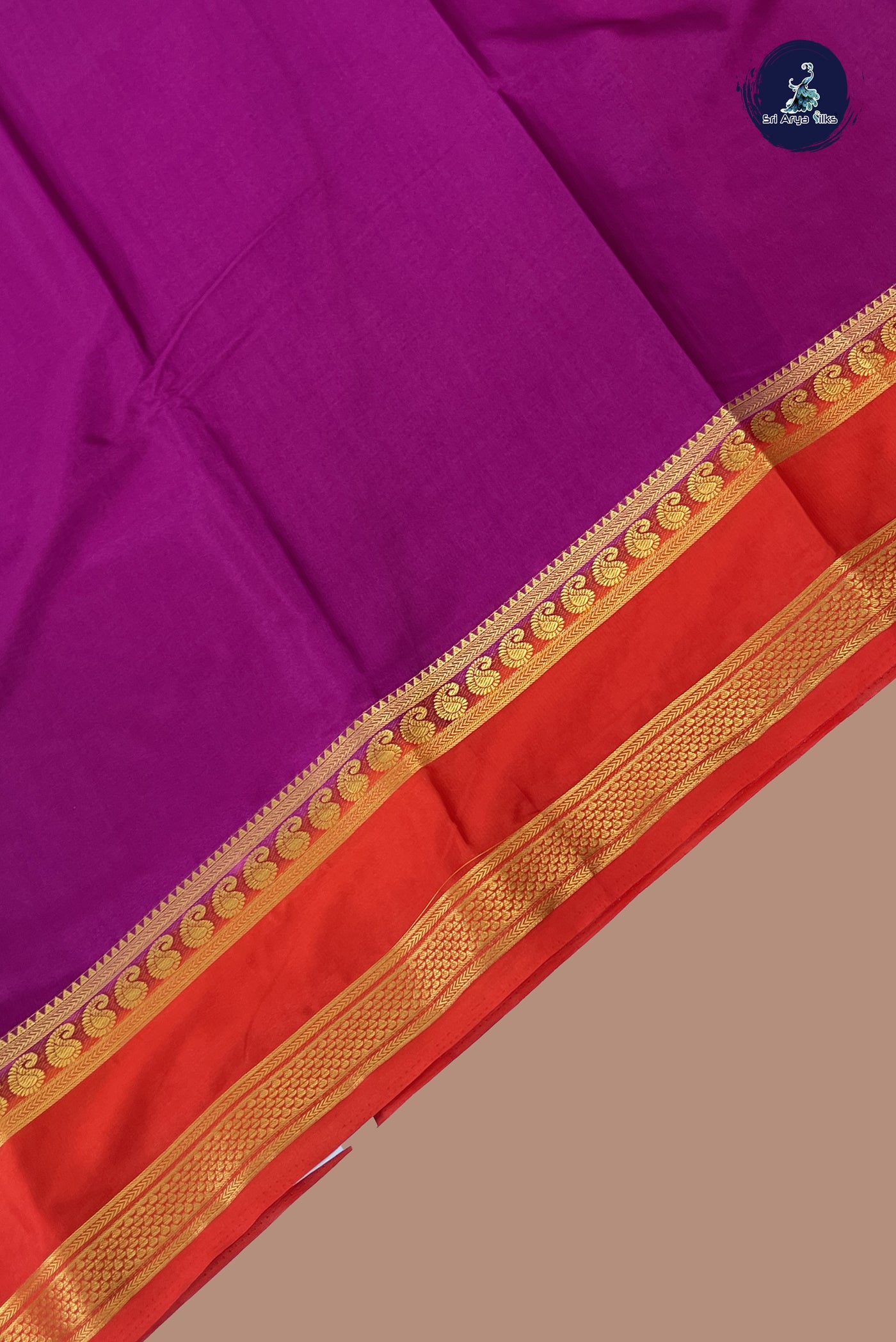 Purple Semi Mysore Silk With Plain Pattern