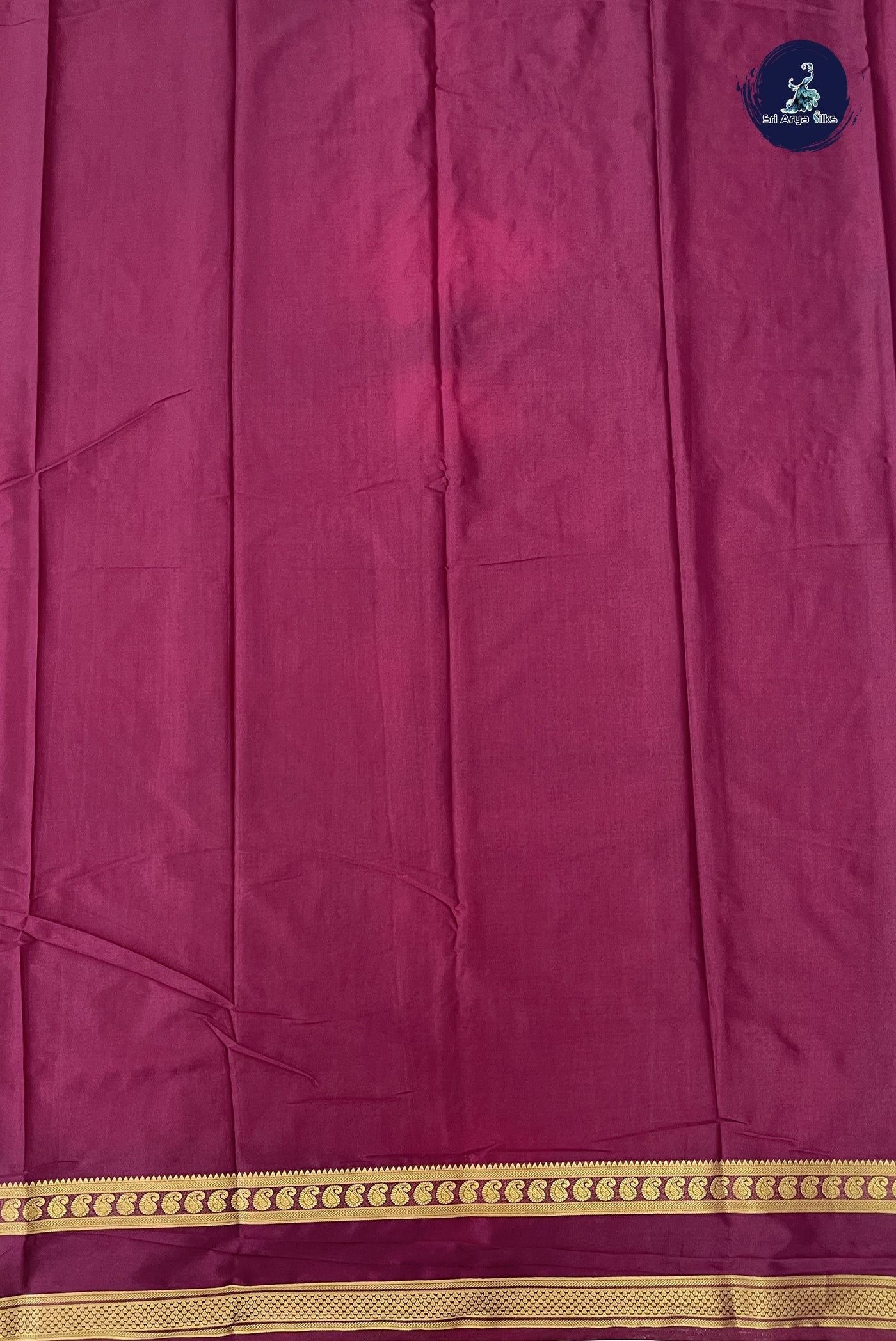 Reddish Pink Semi Mysore Silk With Plain Pattern