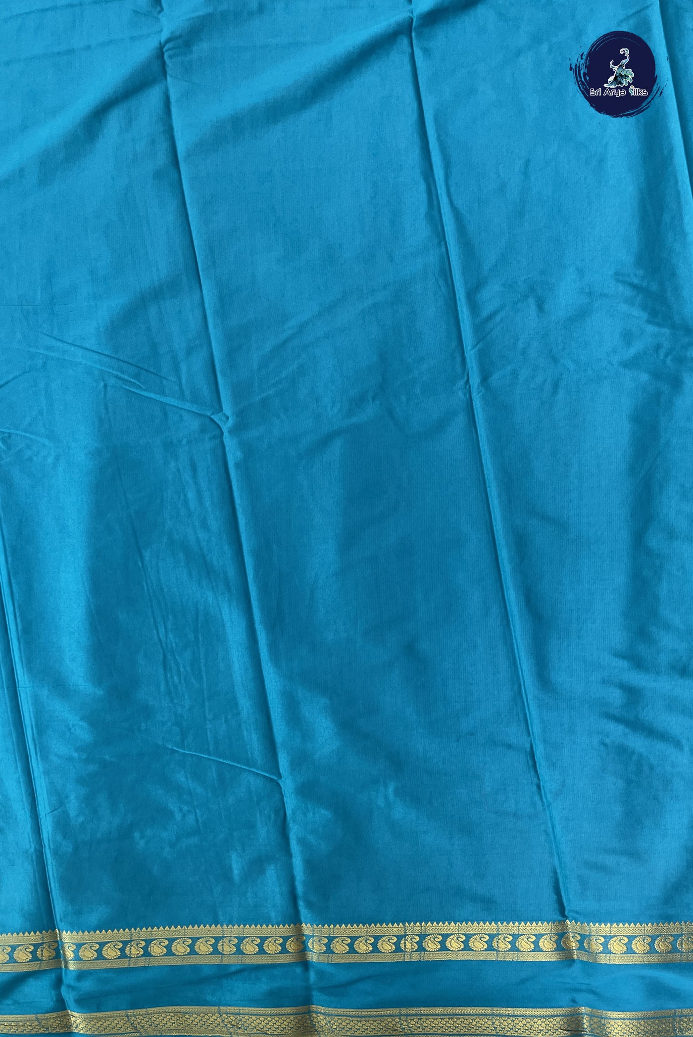 Navy Blue Semi Mysore Silk With Plain Pattern