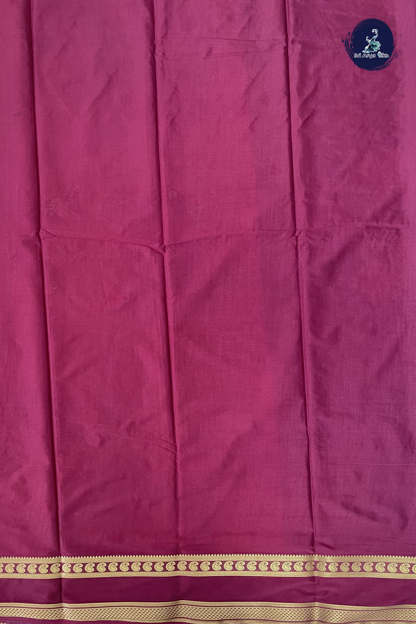 Orange Semi Mysore Silk With Plain Pattern