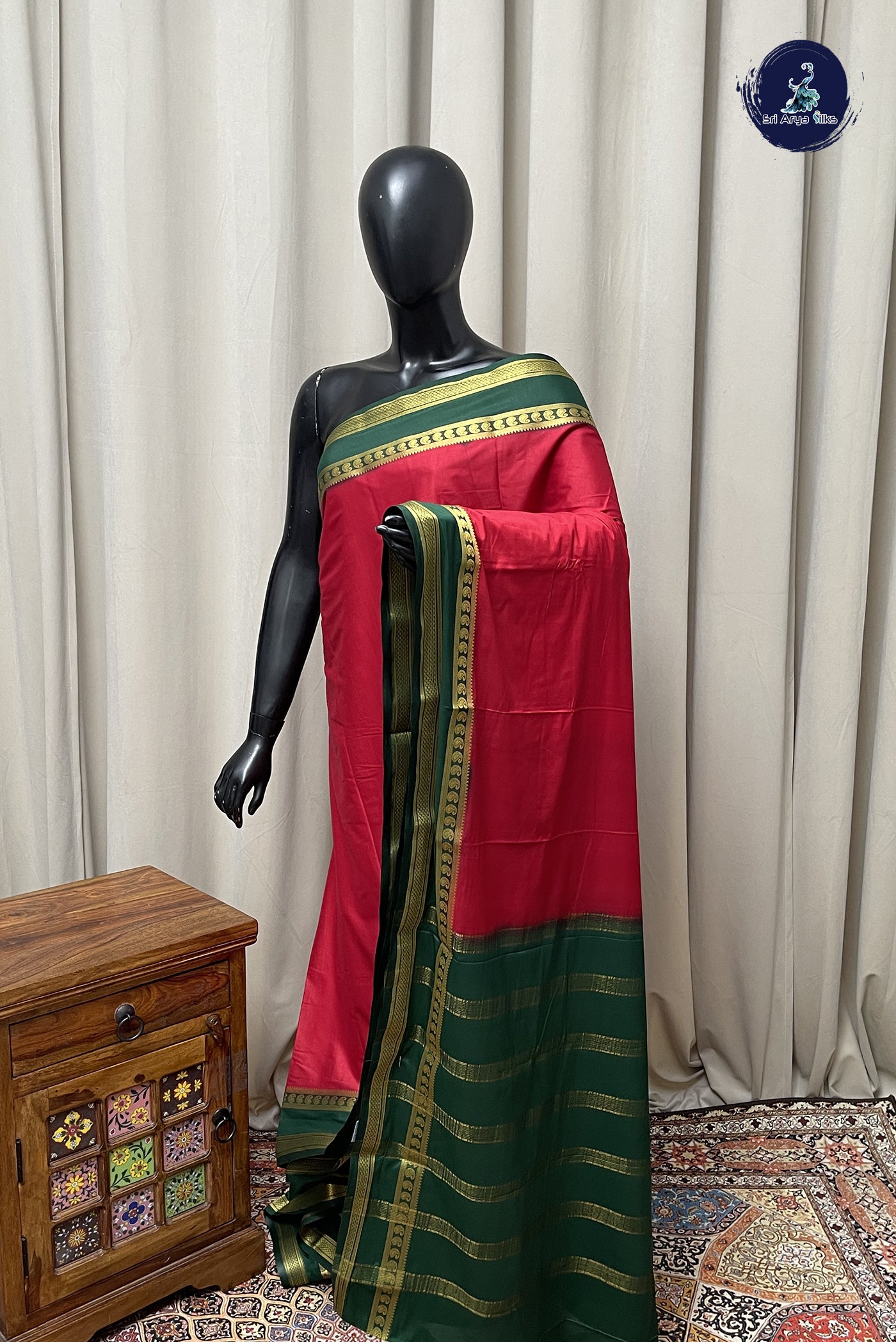 Maroon Semi Mysore Silk With Plain Pattern