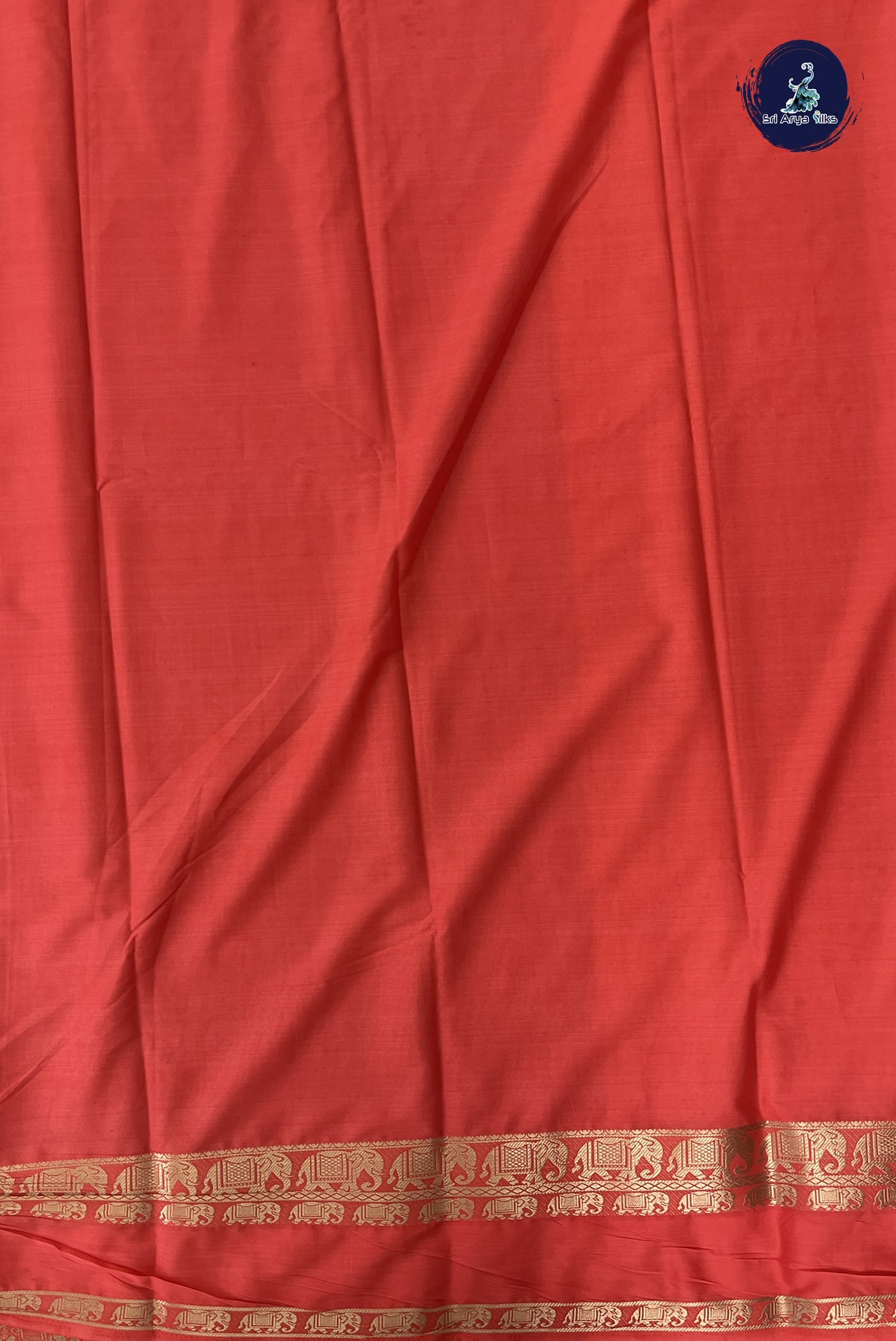 Red Semi Mysore Silk With Plain Pattern