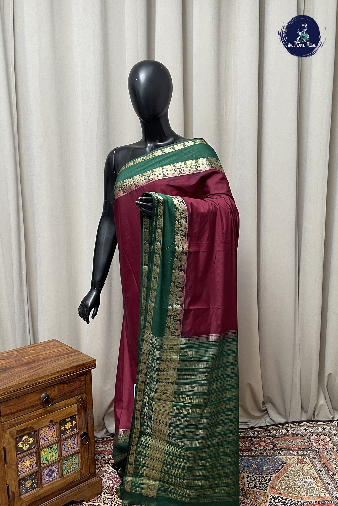 Brown Semi Mysore Silk With Plain Pattern