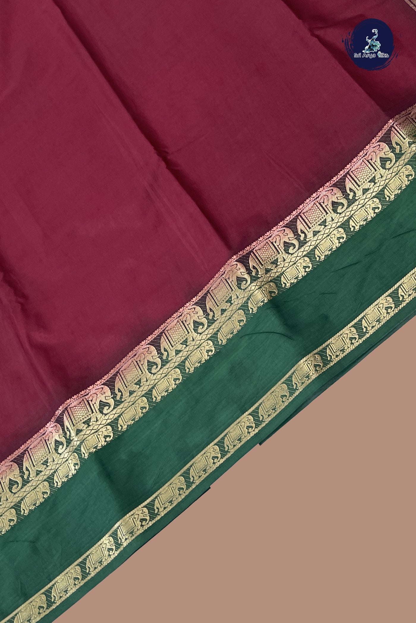 Brown Semi Mysore Silk With Plain Pattern