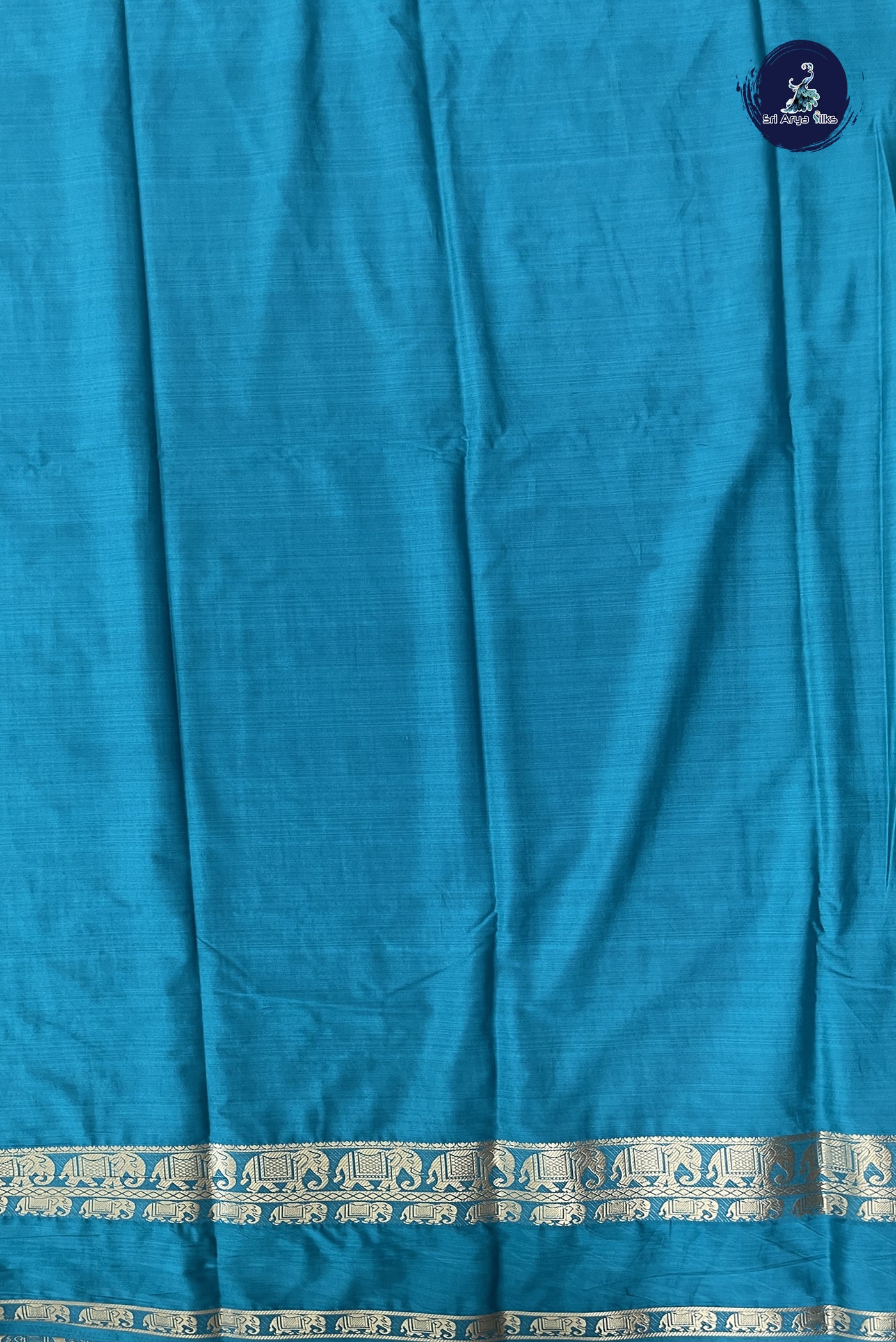 Dark Blue Semi Mysore Silk With Plain Pattern