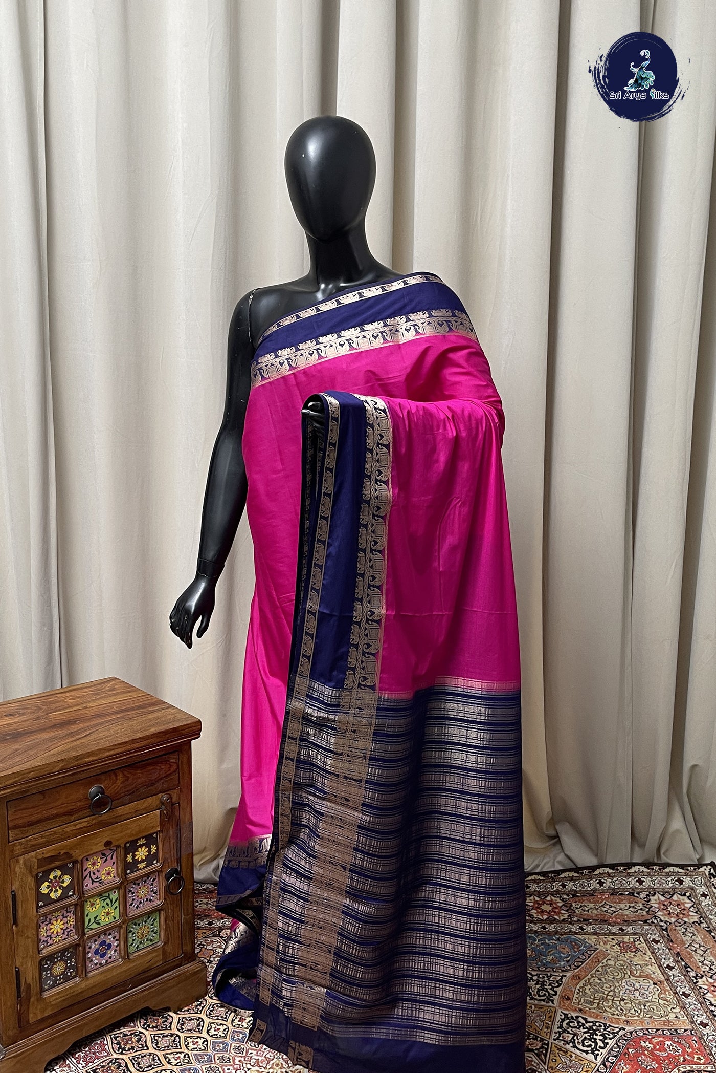 Pink Semi Mysore Silk With Plain Pattern