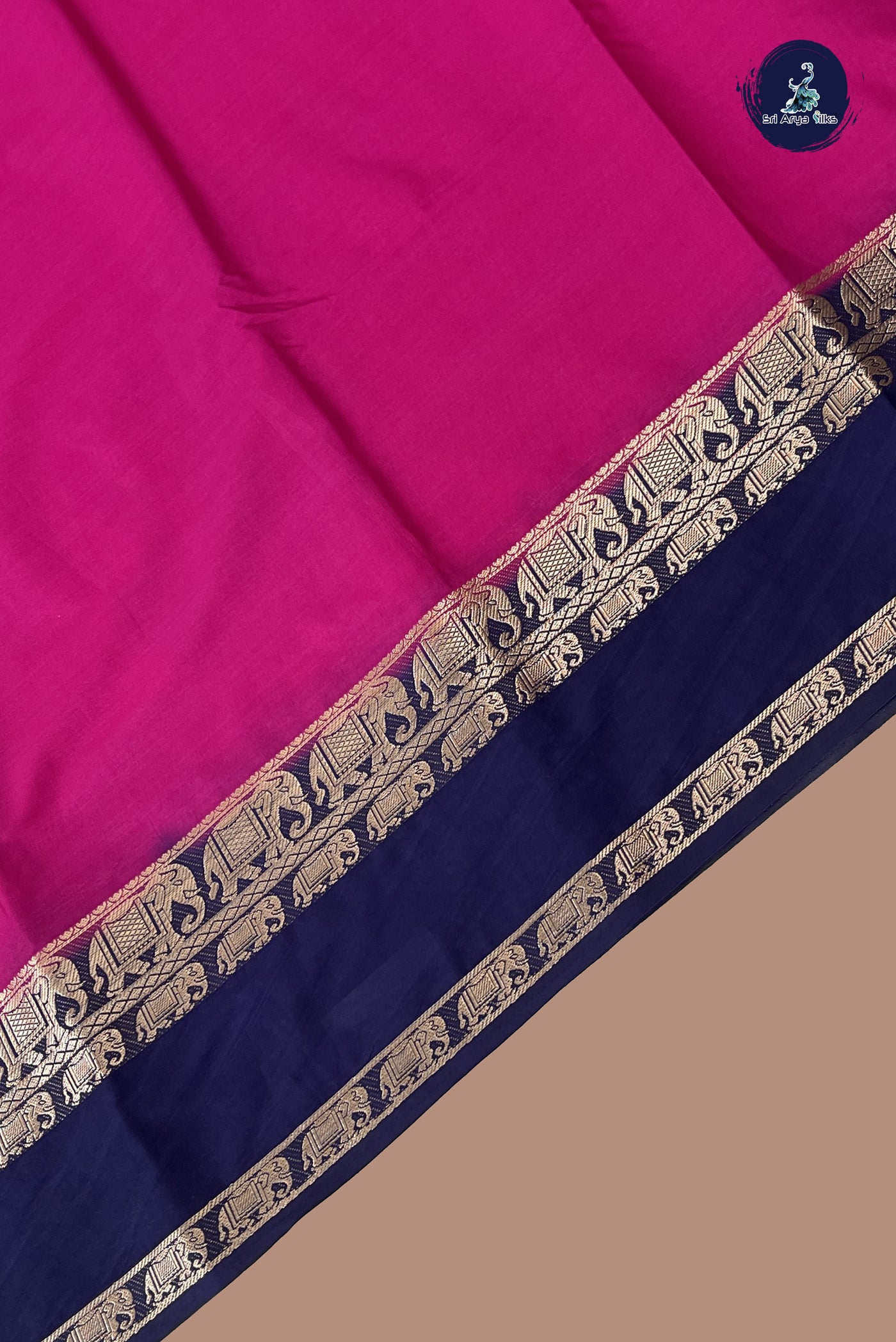 Pink Semi Mysore Silk With Plain Pattern