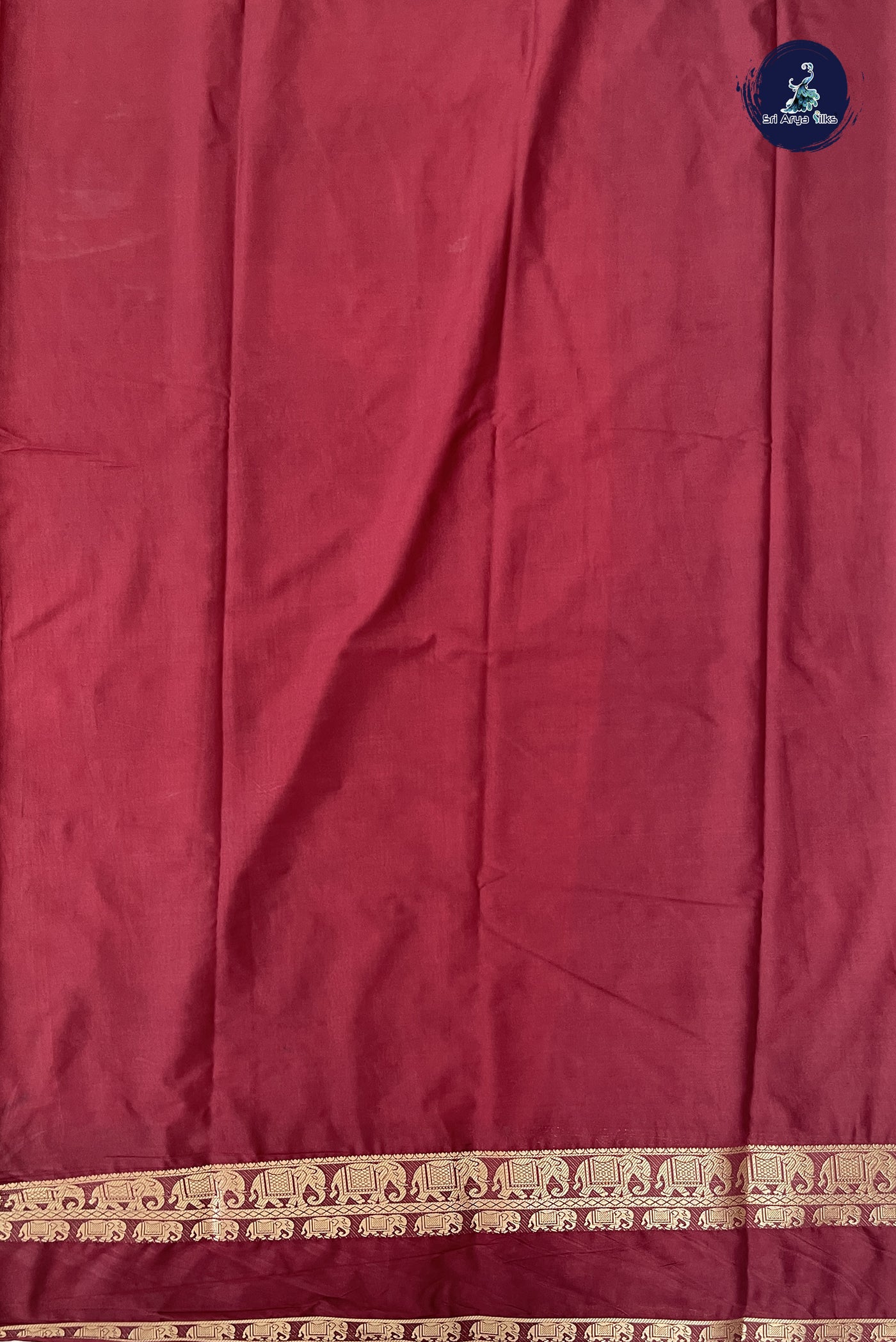 Orange Semi Mysore Silk With Plain Pattern