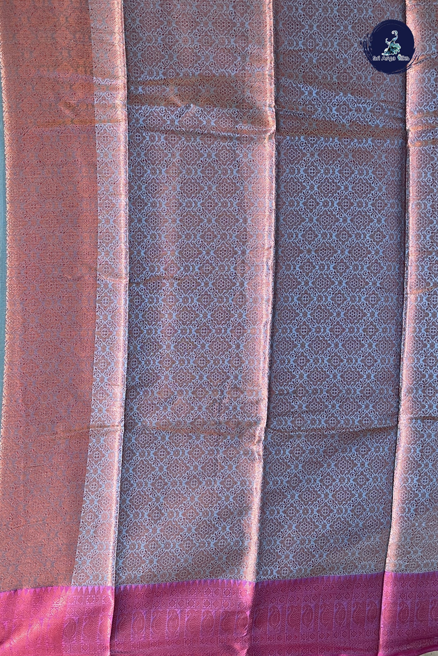 Dual Tone Blue Semi Tussar Saree With Zari Buttas Pattern