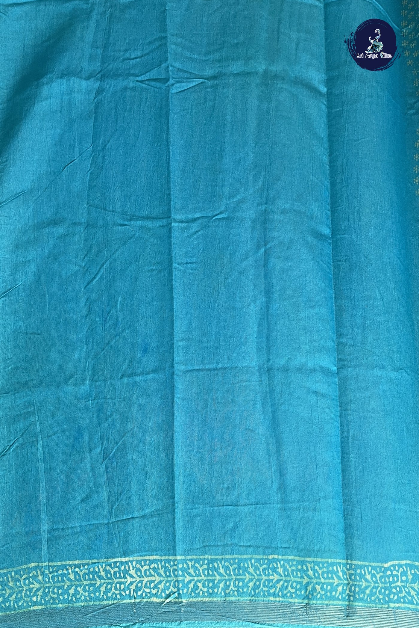Light Blue Mul Mul Cotton Saree With Printed Pattern