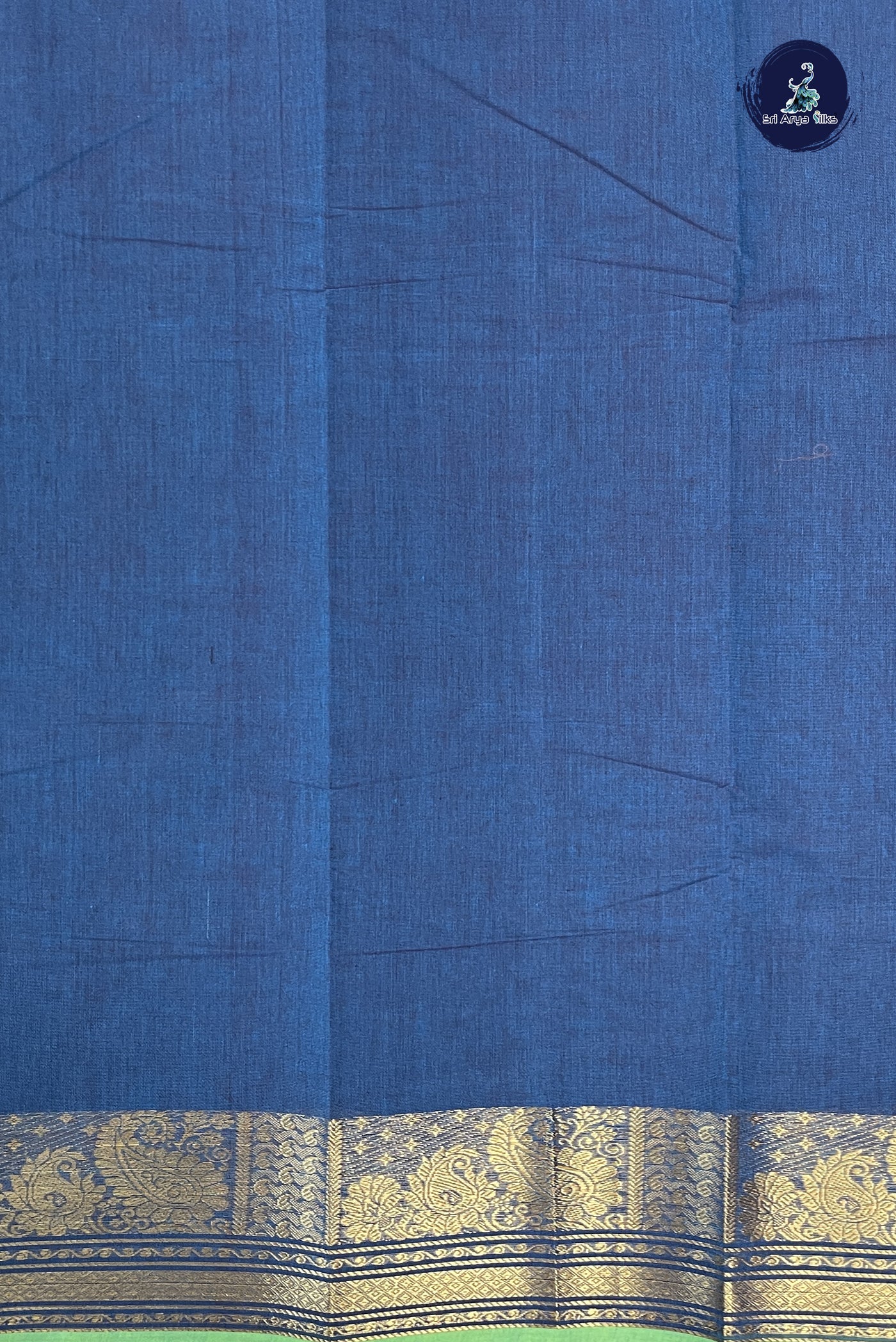 Sapphire Blue Chettinad Cotton Saree With Buttas Pattern