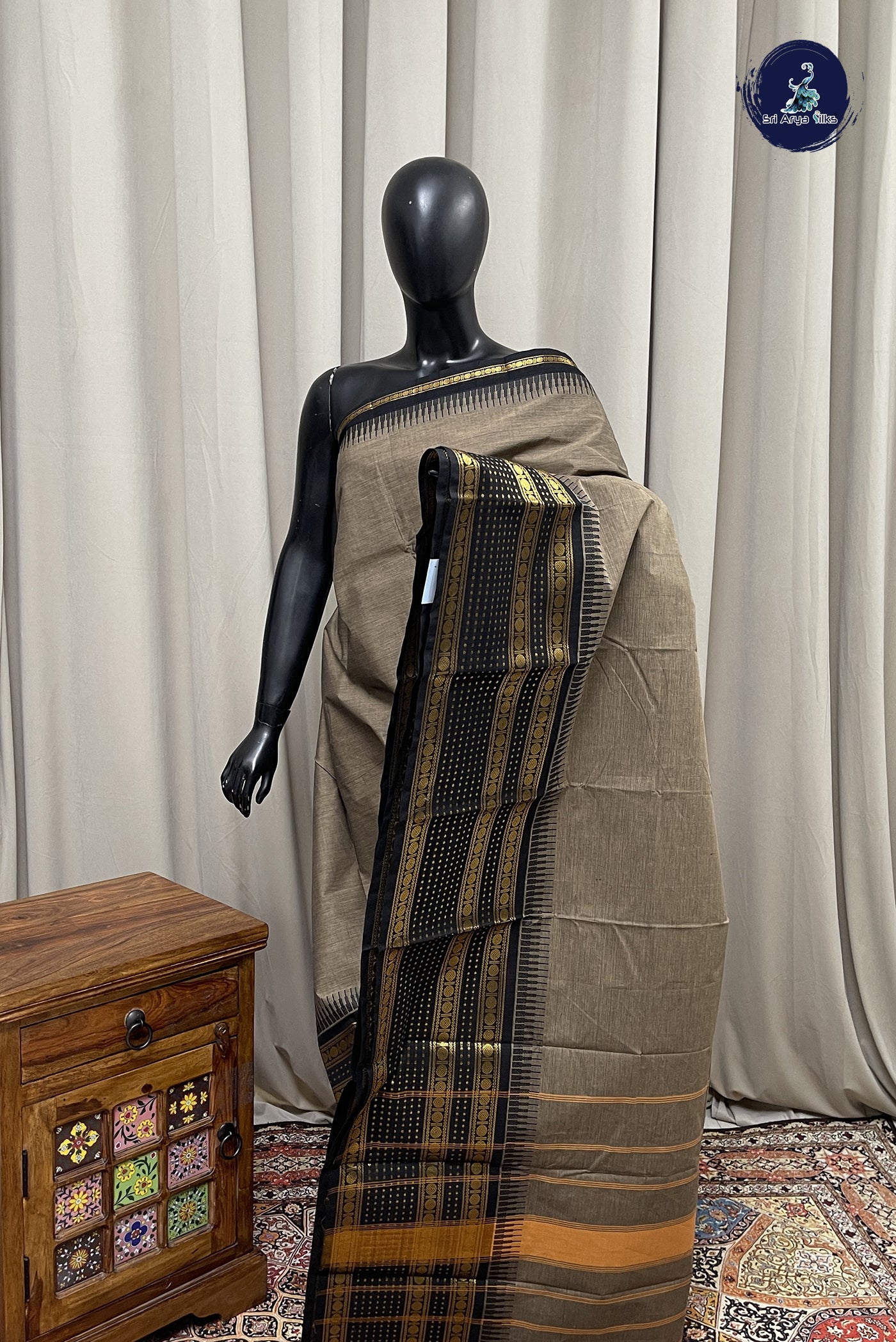 Pastel Shade Chettinad Cotton Saree With Plain Pattern