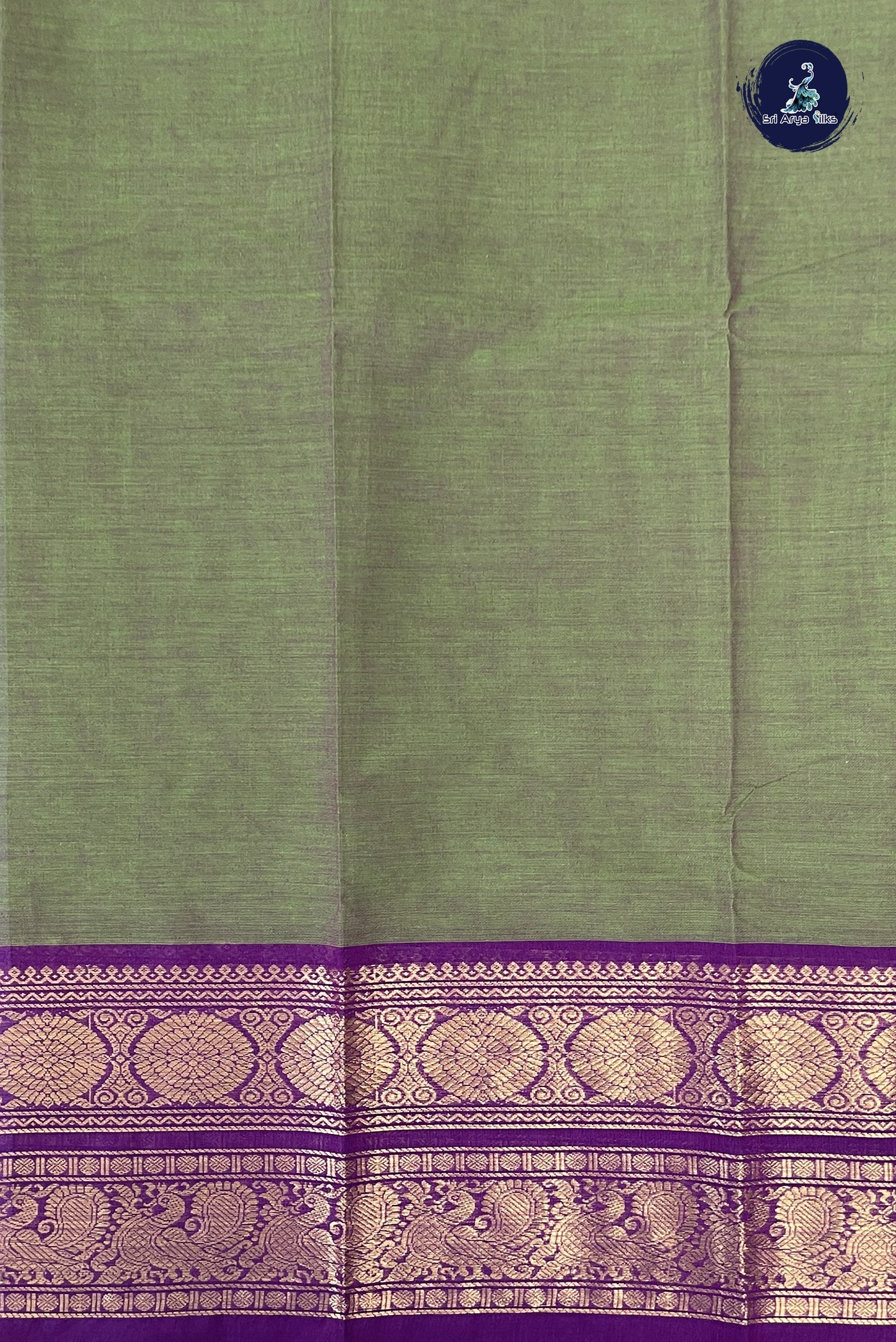 Green Chettinad Cotton Saree With Plain Pattern