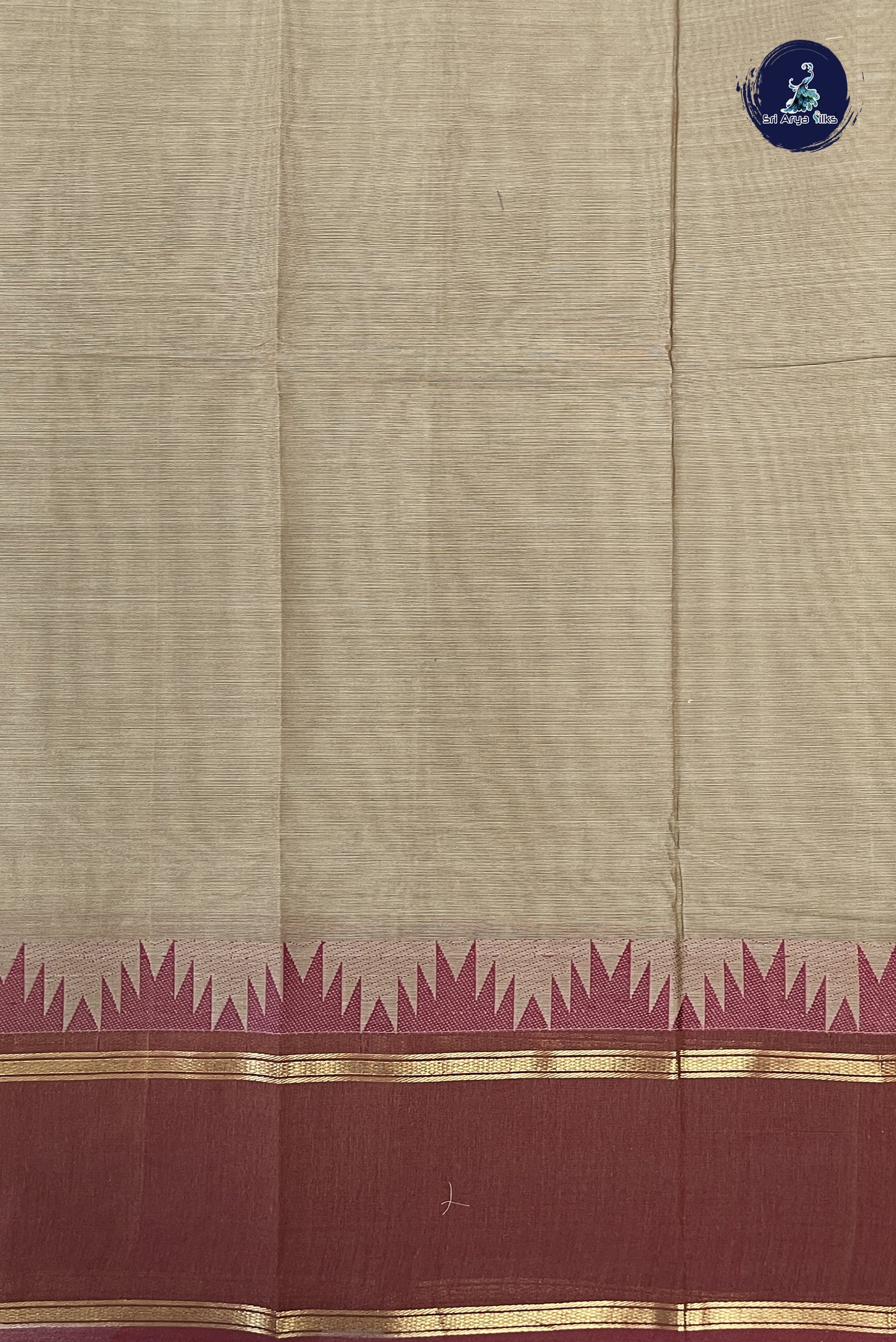 Light Brown Chettinad Cotton Saree With Buttas Pattern
