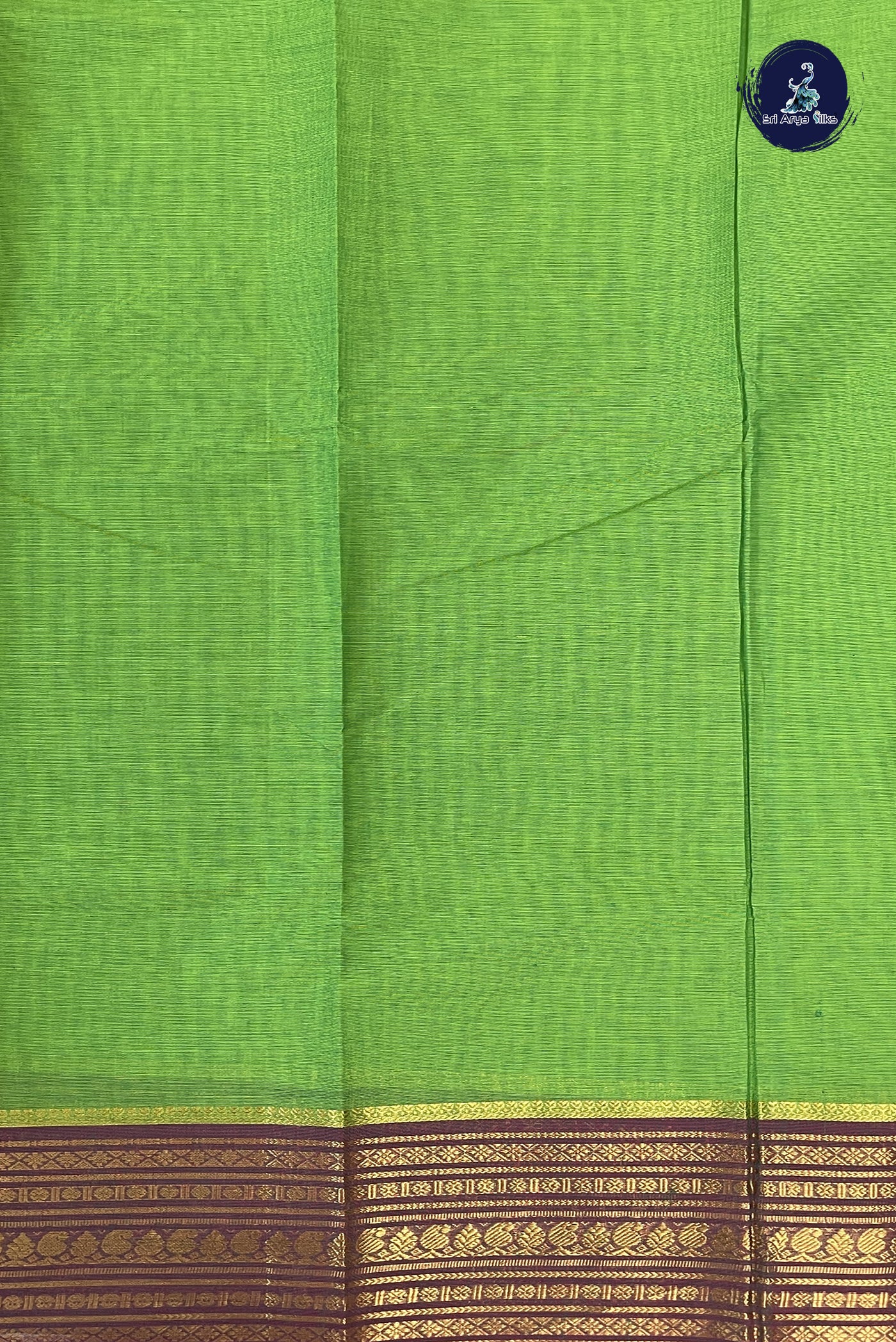 Parrot Green Chettinad Cotton Saree With Buttas Pattern