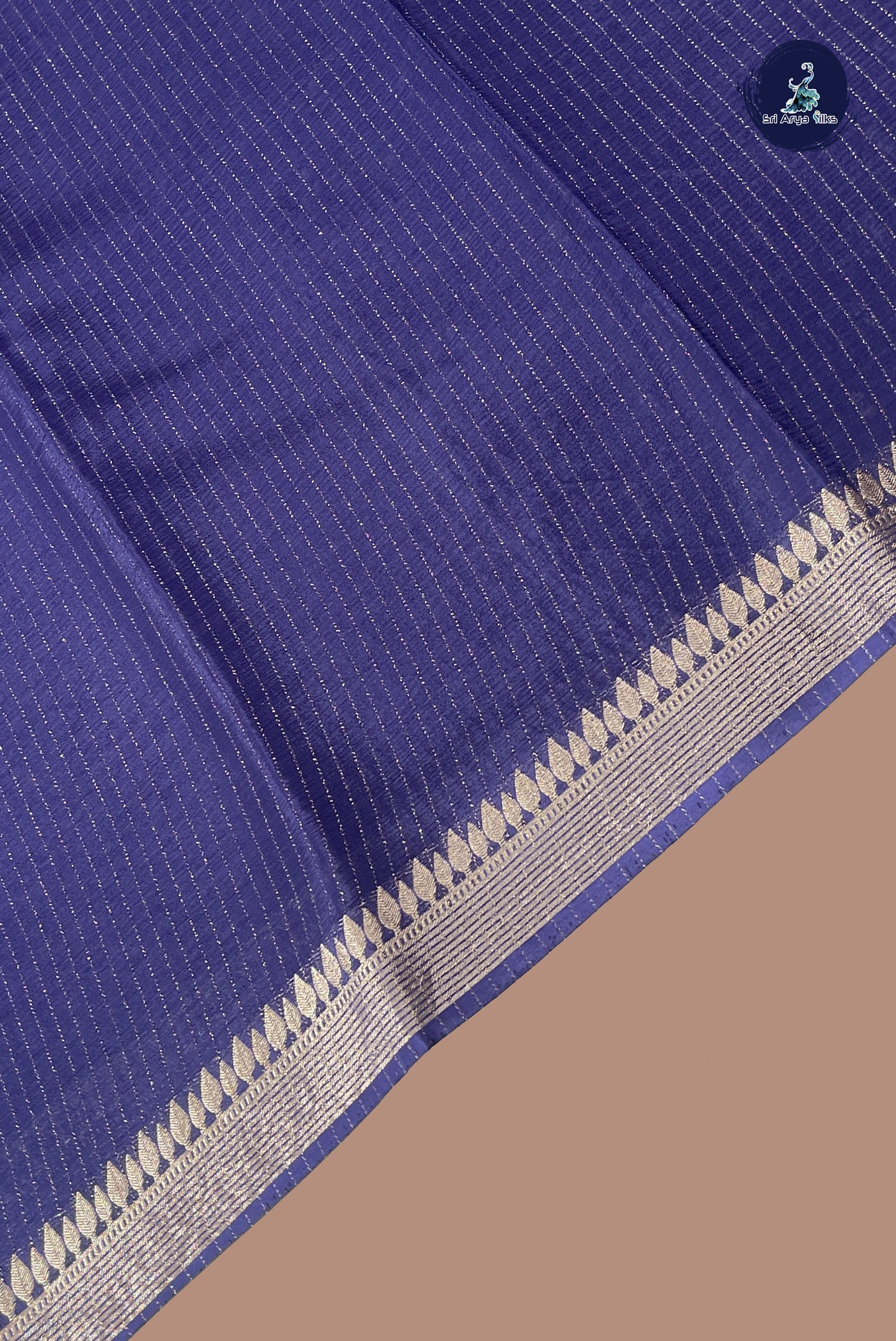 Navy Blue Georgette Banarasi Saree With Stripes Pattern