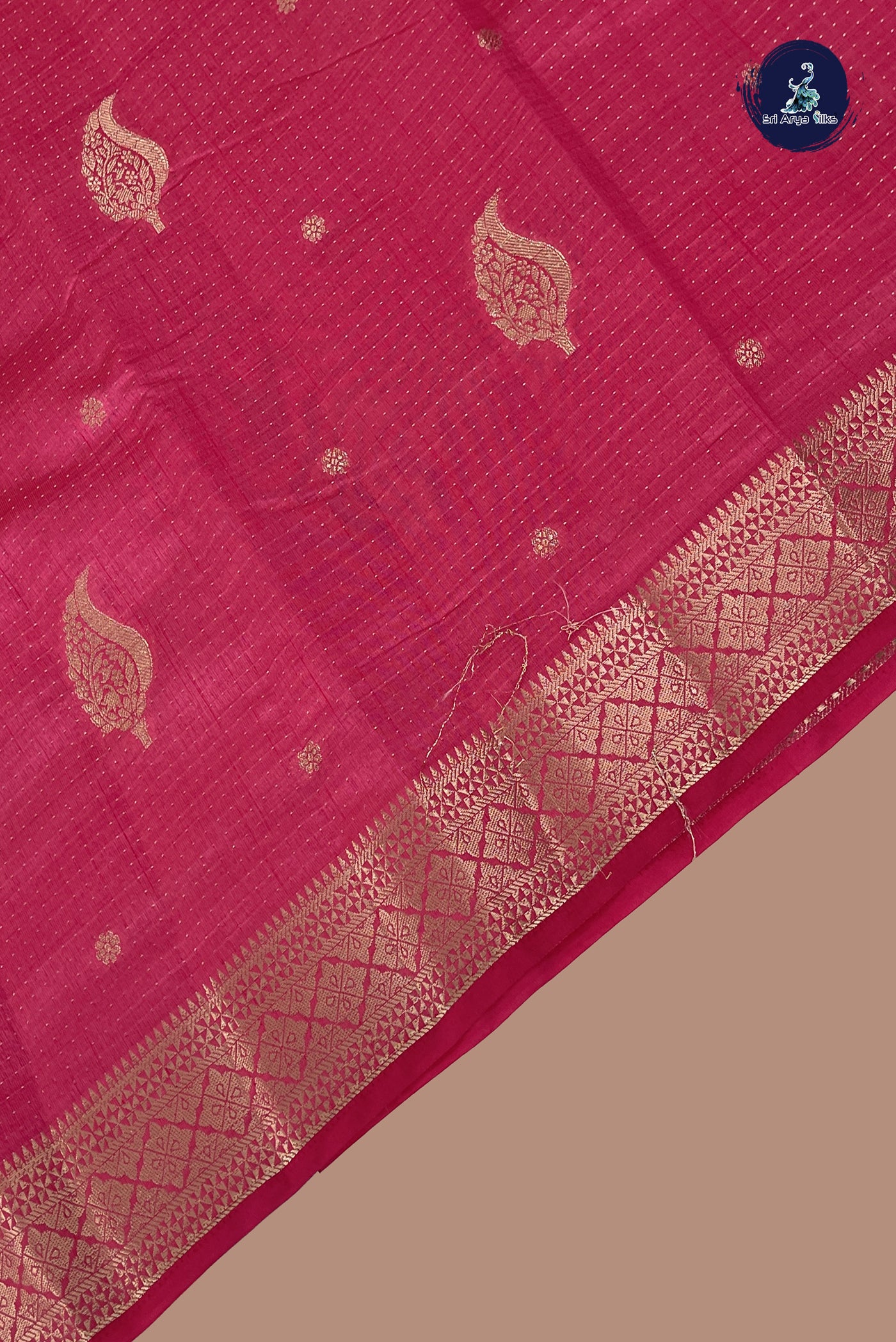 Pink Semi Tussar Saree With Zari Buttas Pattern