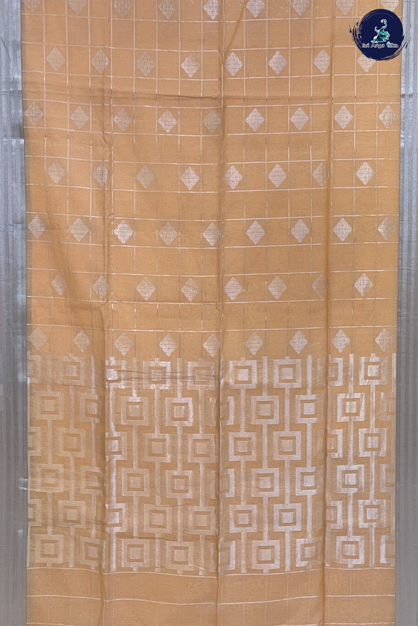 Peach Function Wear Saree With Zari Woven Pattern