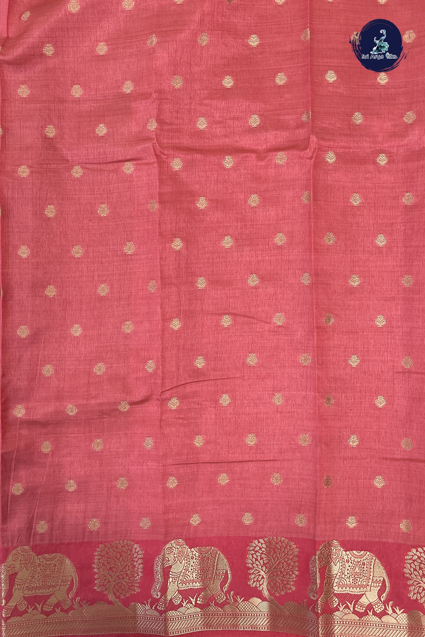 Pink Semi Tussar Saree With Zari Buttas Pattern