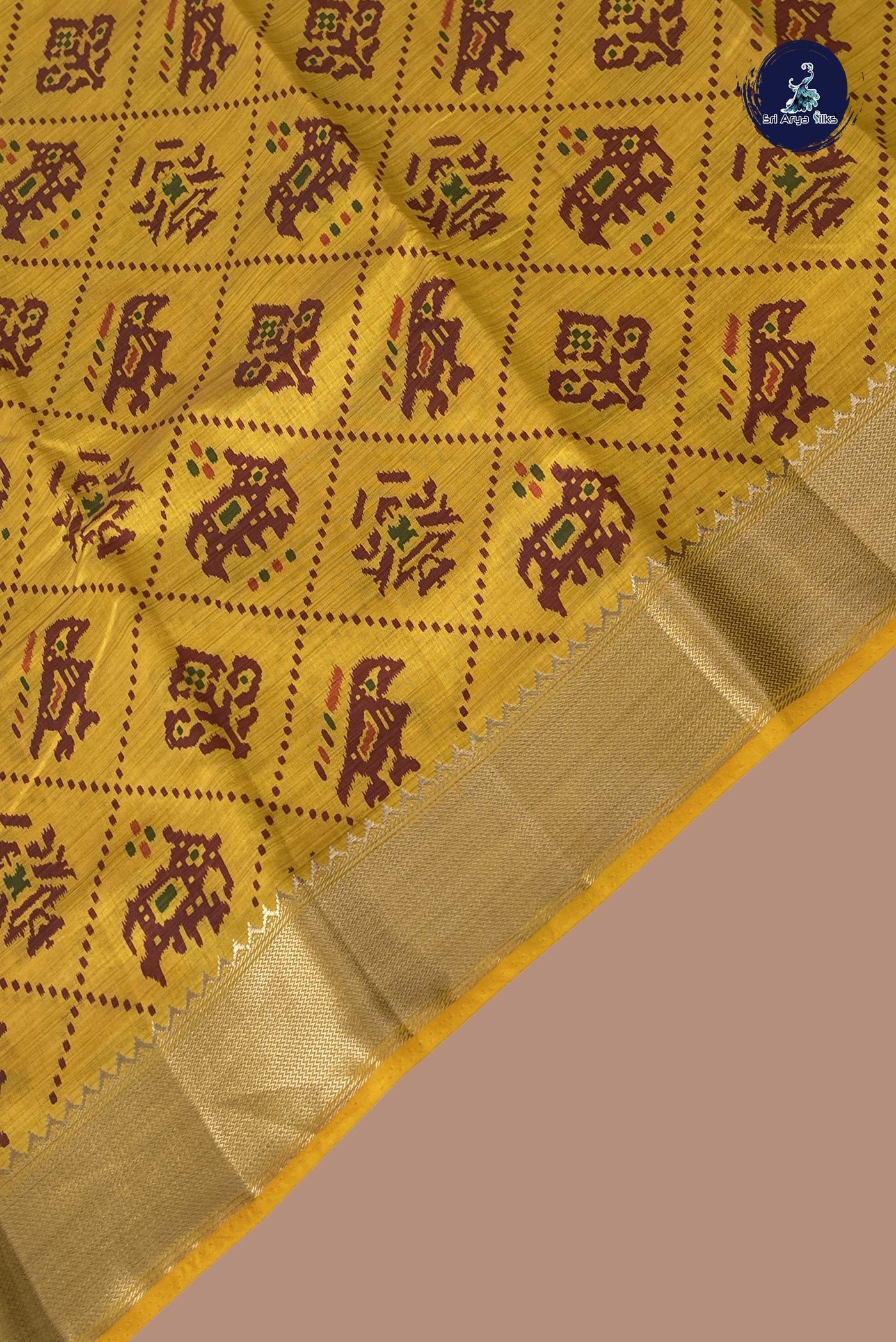 Yellow Semi Tussar Saree With Printed Pattern