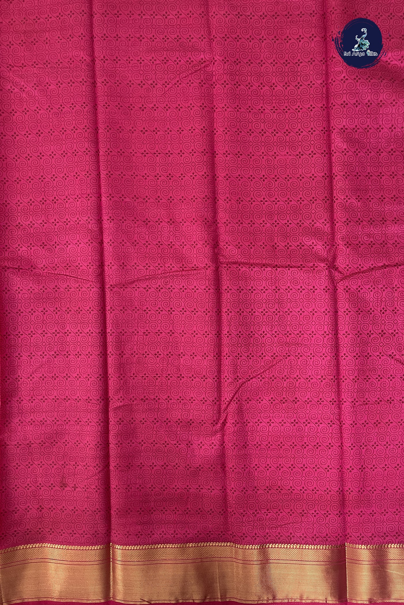Rani Pink Semi Tussar Saree With Printed Pattern